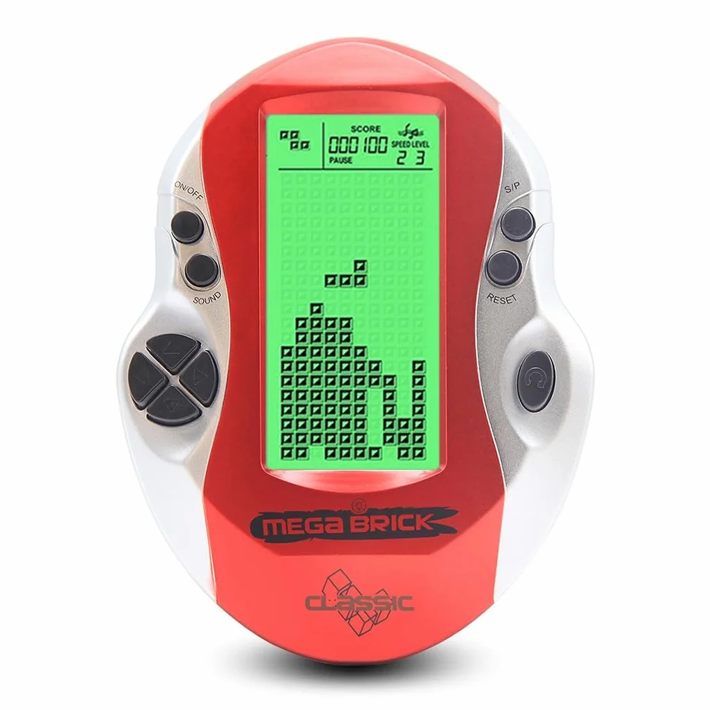 Créatif Bloquer la Console de Jeu Rétroéclairage Vert réglable 26 Jeux de Briques Jeu électronique pour Enfants Rétro Machine de Jeu Portable Jouets Cadeaux pour Enfants/Festivals (Red)