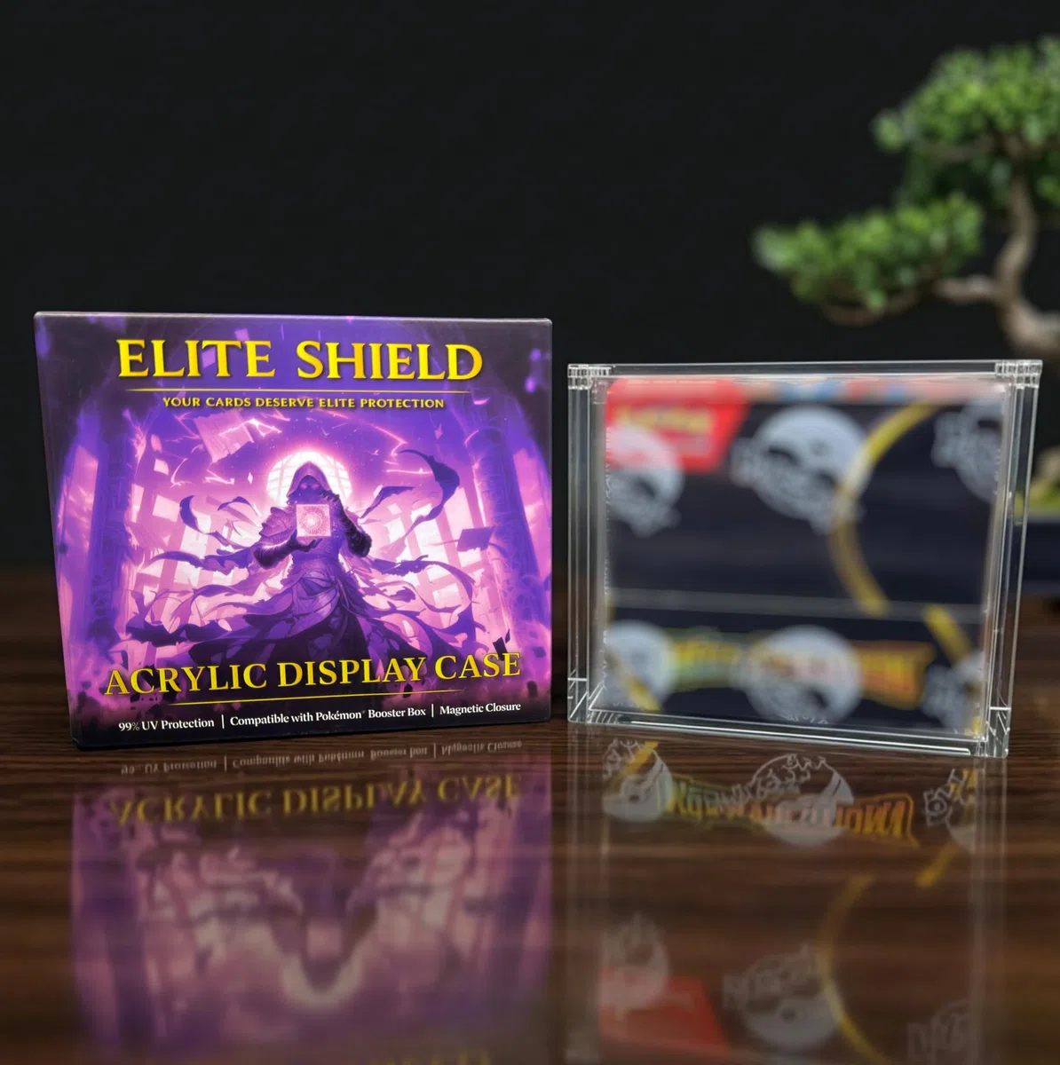 Elite Shield Protection Acrylique Display Booster Box – Compatible avec PKM Booster Box – Anti-UV 99%+ – Fermeture Magnétique Ultra Puissante – Protection Rigide Premium