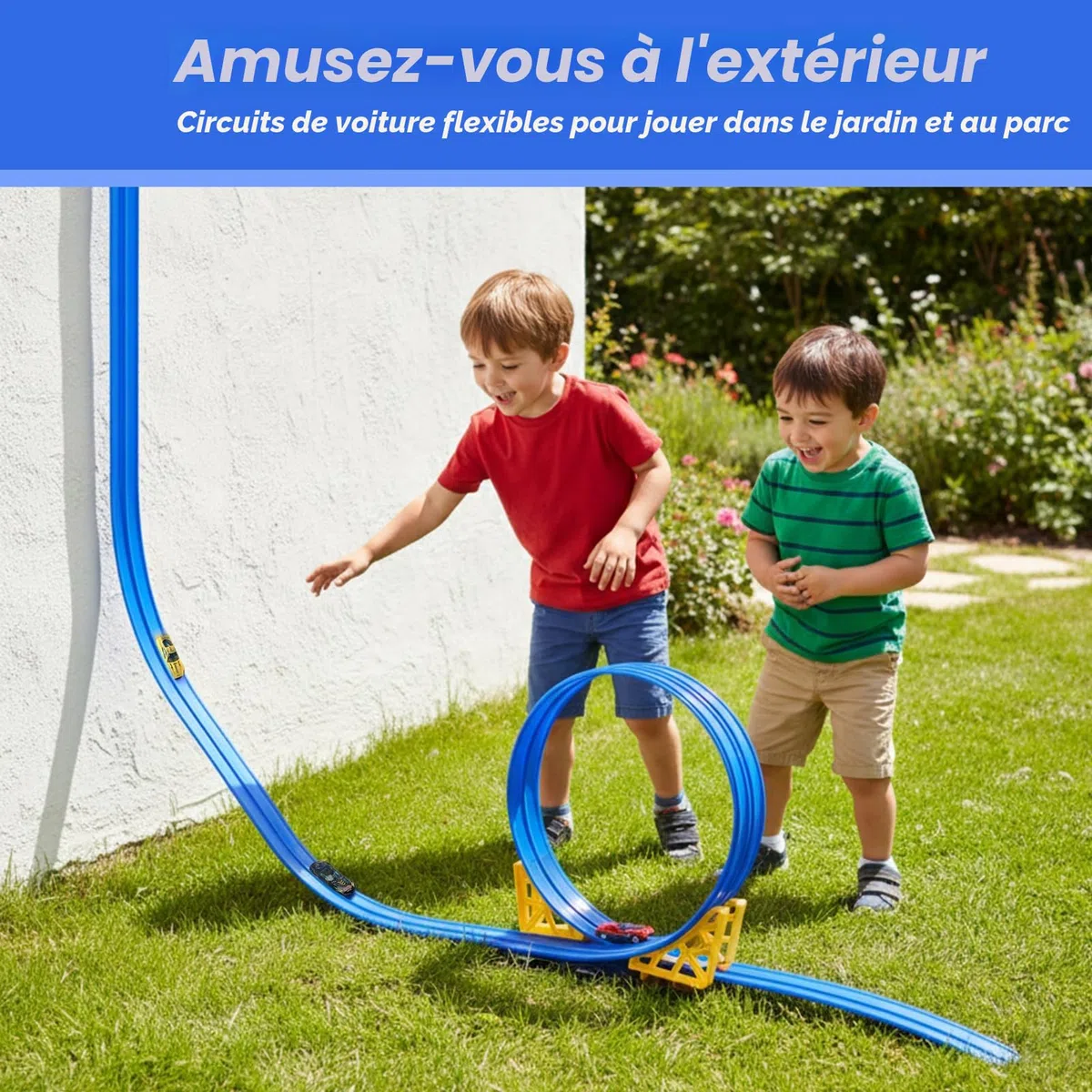 Dreamon Circuit Voiture Enfant Jouet 3 4 5 6 Ans 5M Circuit Flexible Voiture Enfant avec Petites Voitures Rampe Sac de Rangement Ventouse Cadeau pour Garçons Filles