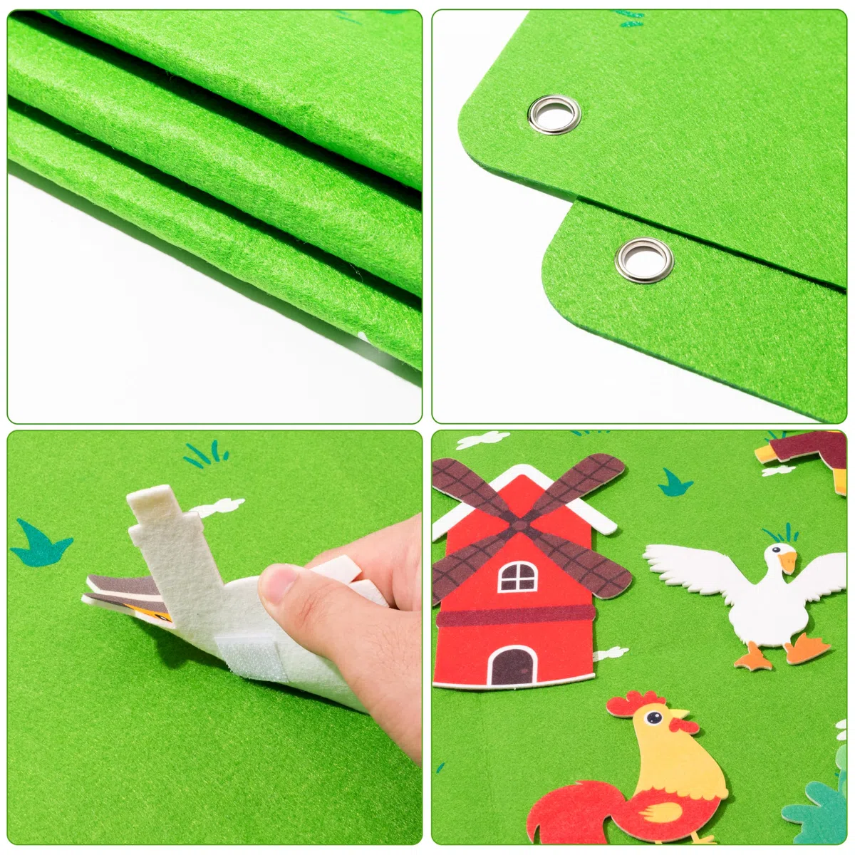 WATINC Felt Farm Story Board Set 38 pièces Animaux domestiques préscolaires Conte Flanelle Conseil bétail Apprentissage précoce Kit de Jeu éducatif Suspendu Jouets pédagogiques