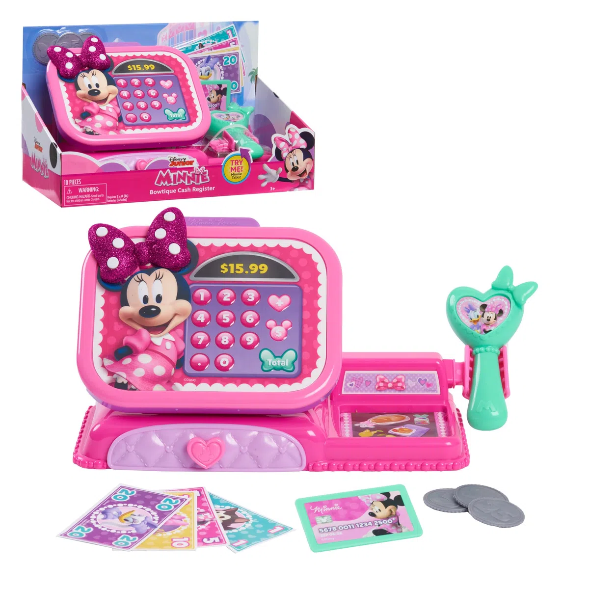 Just Play Caisse enregistreuse Minnie Mouse de Disney Junior avec Fonctions sonores, Jeux d’Imitation et déguisements, Jouets pour Enfants de 3 Ans et Plus