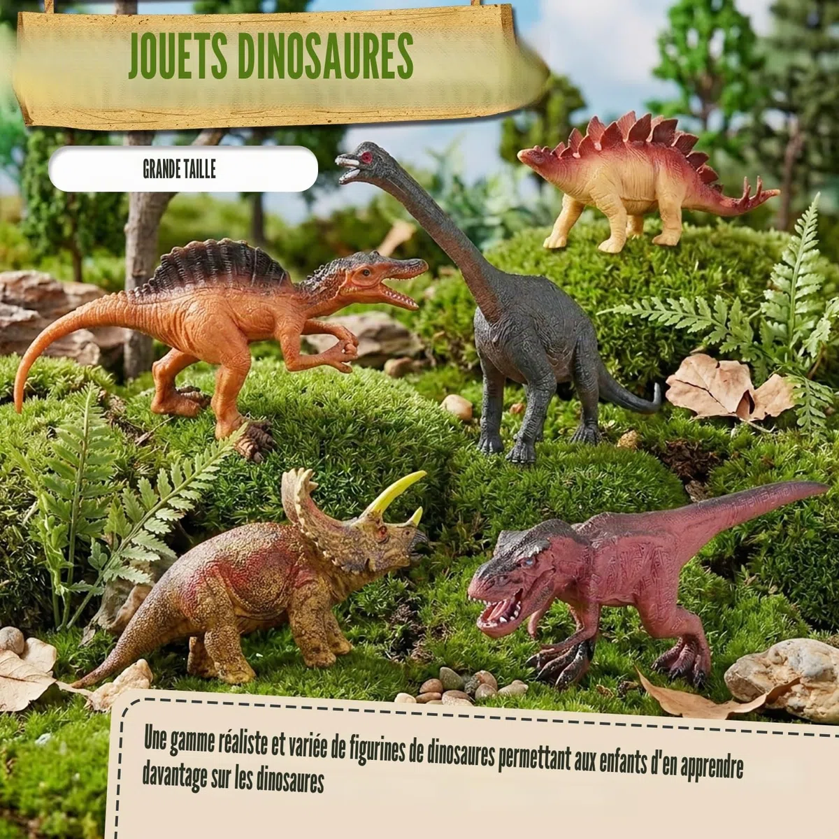 TOEY PLAY Grandes Dinosaure Jouet Enfants, 12PCS Réaliste Figurine Dinosaure, Ensemble Dino avec Tyrannosaure Rex, Triceratops, Jouet Éducatifs pour Garçons Filles 3 4 5 6 Ans