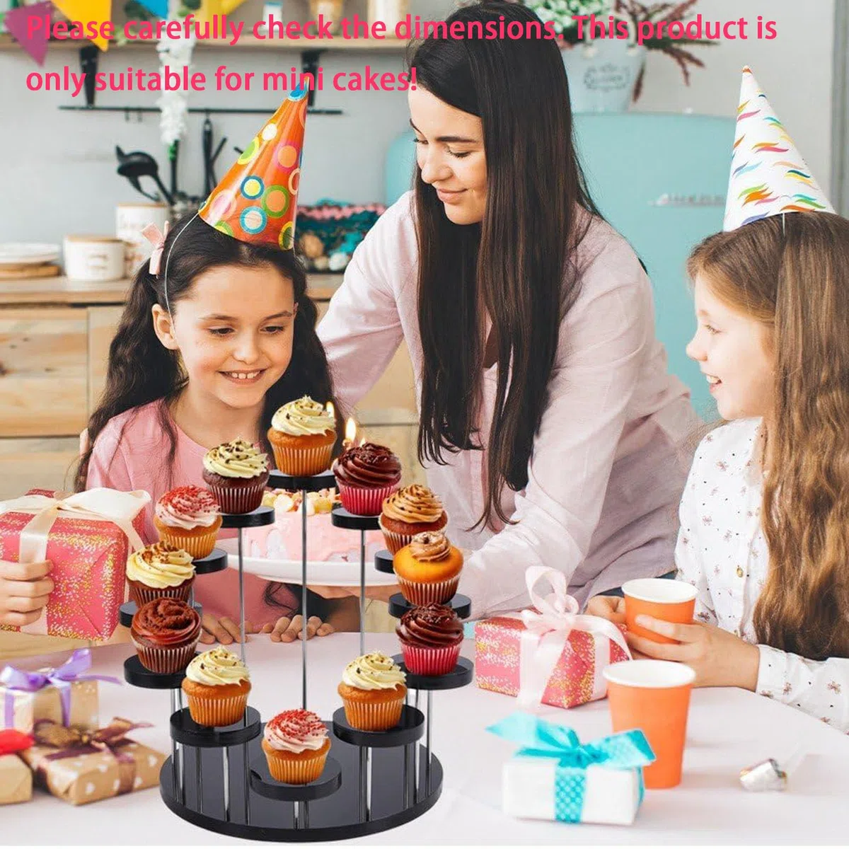 Présentoir Acrylique Rond Noir, Diamètre Présentoirs, Présentoir Parfum de Collection, Résentoirs Ronds en Acrylique pour Cupcakes, pour de Figurine Vernis à Ongles Cosmétiques.