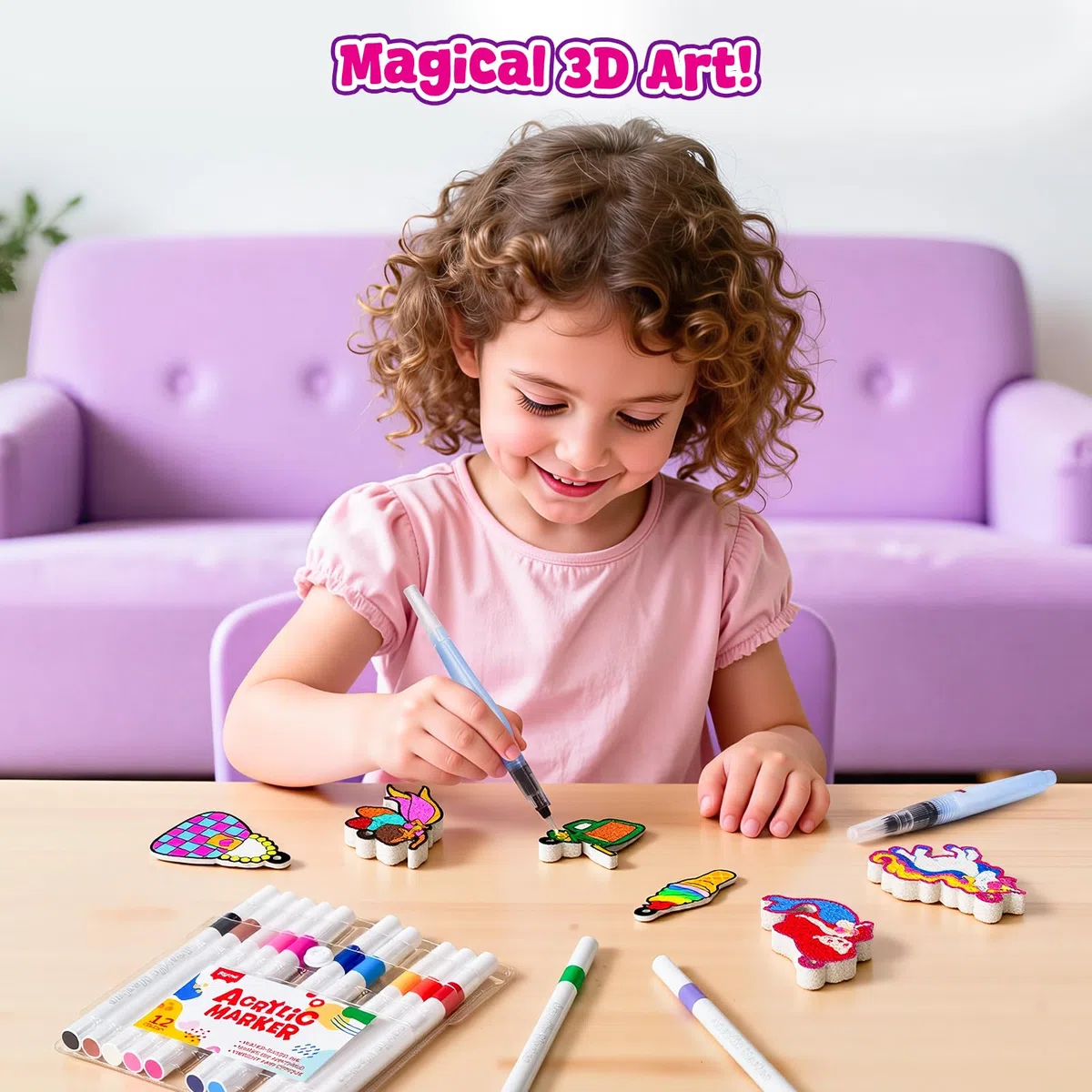 JoyCat Kit de Loisirs Créatifs, Kit de Peinture à Texture Magique Princesses & Licornes, Peinture et Bricolage Sans Salissures, Activité Manuelle Cadeau Fille Garçons 4 5 6 7 8 9 10 Ans
