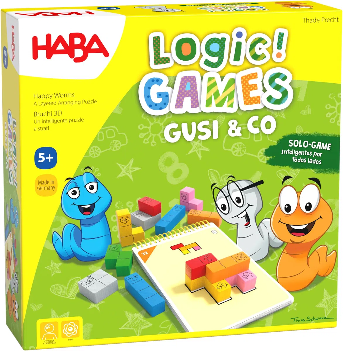 HABA 306820 - Logic! Games - Gusi & Co, Jeu Enfant en Solitaire de Logique, Autocorrecteur - Plus de 5 Ans