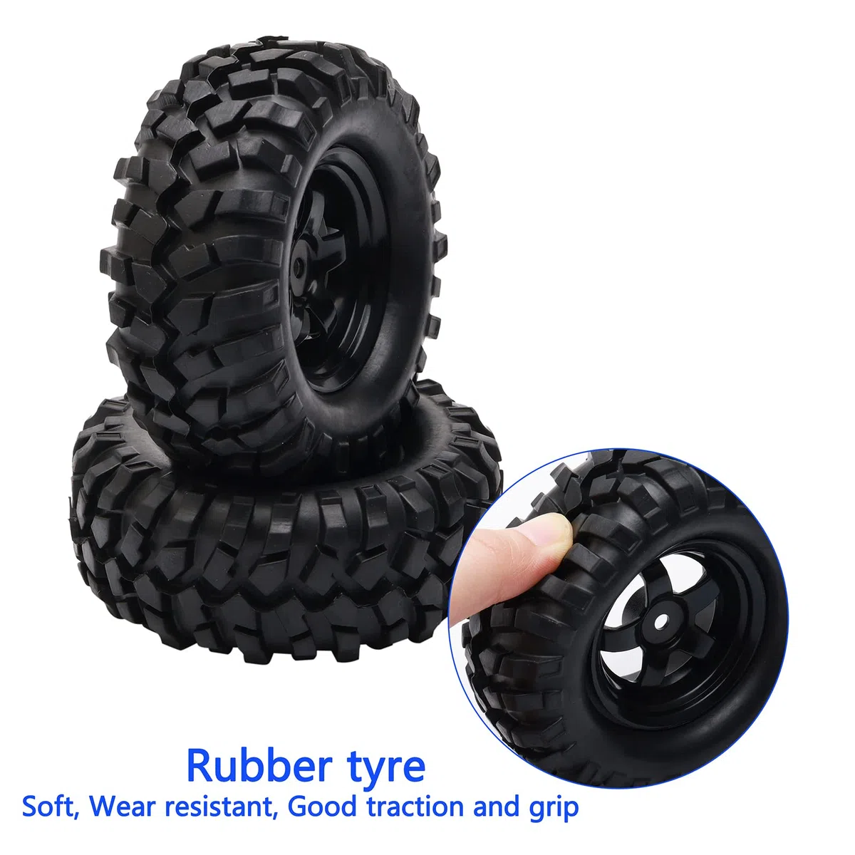 RC Lot de 4 pneus en caoutchouc pour buggy 1:10 à 5 rayons pour RC HSP 1/10 tout-terrain