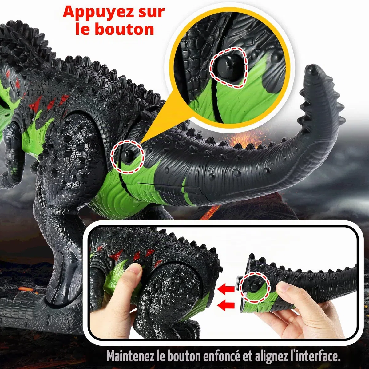 TOEY PLAY 47CM Dinosaure Jouet Enfants, Grande T-Rex Figurine Dinosaures, Marche, Rugissent, Jouet Dino Robot avec Lumières et Sons, Éducatif Cadeau pour Garçons Filles 3 4 5 6 Ans