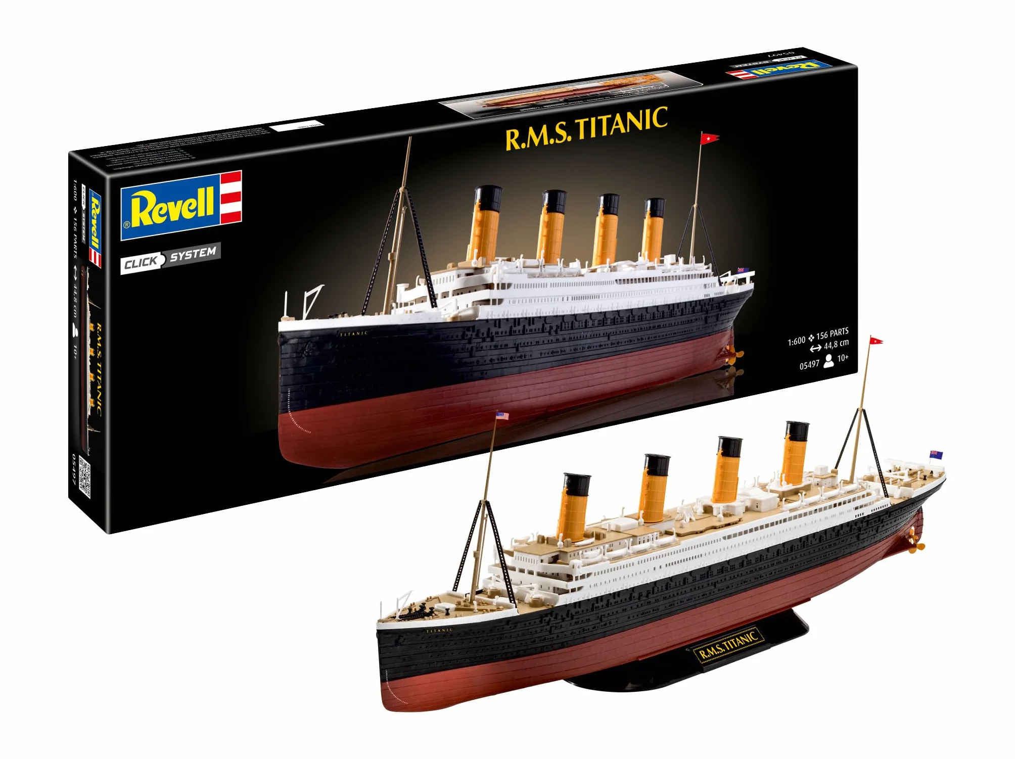 Revell 05497 R.M.S. Titanic (Click System) Échelle 1/600 non construite, pré-coloré, Click-Together (sans colle), kit de maquette en plastique