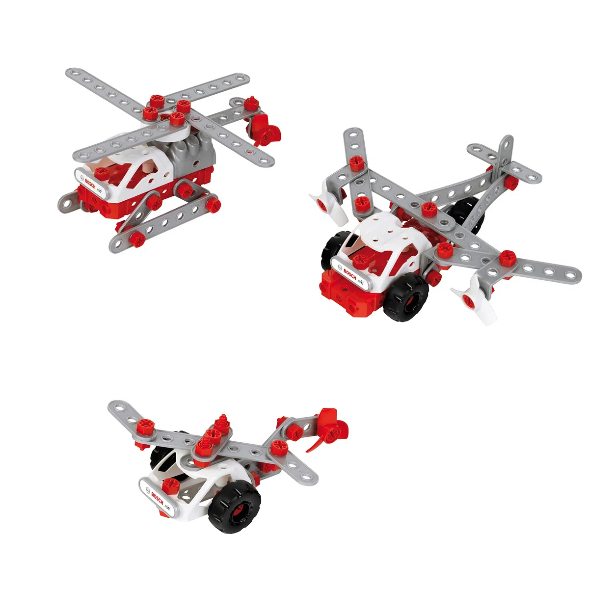 Theo Klein 8791 Bosch 3 en 1 Set de construction Helicopter Team Pour construire différents engins aériens Fiches de construction pour trois modèles différents Jouet pour enfants à partir de trois ans