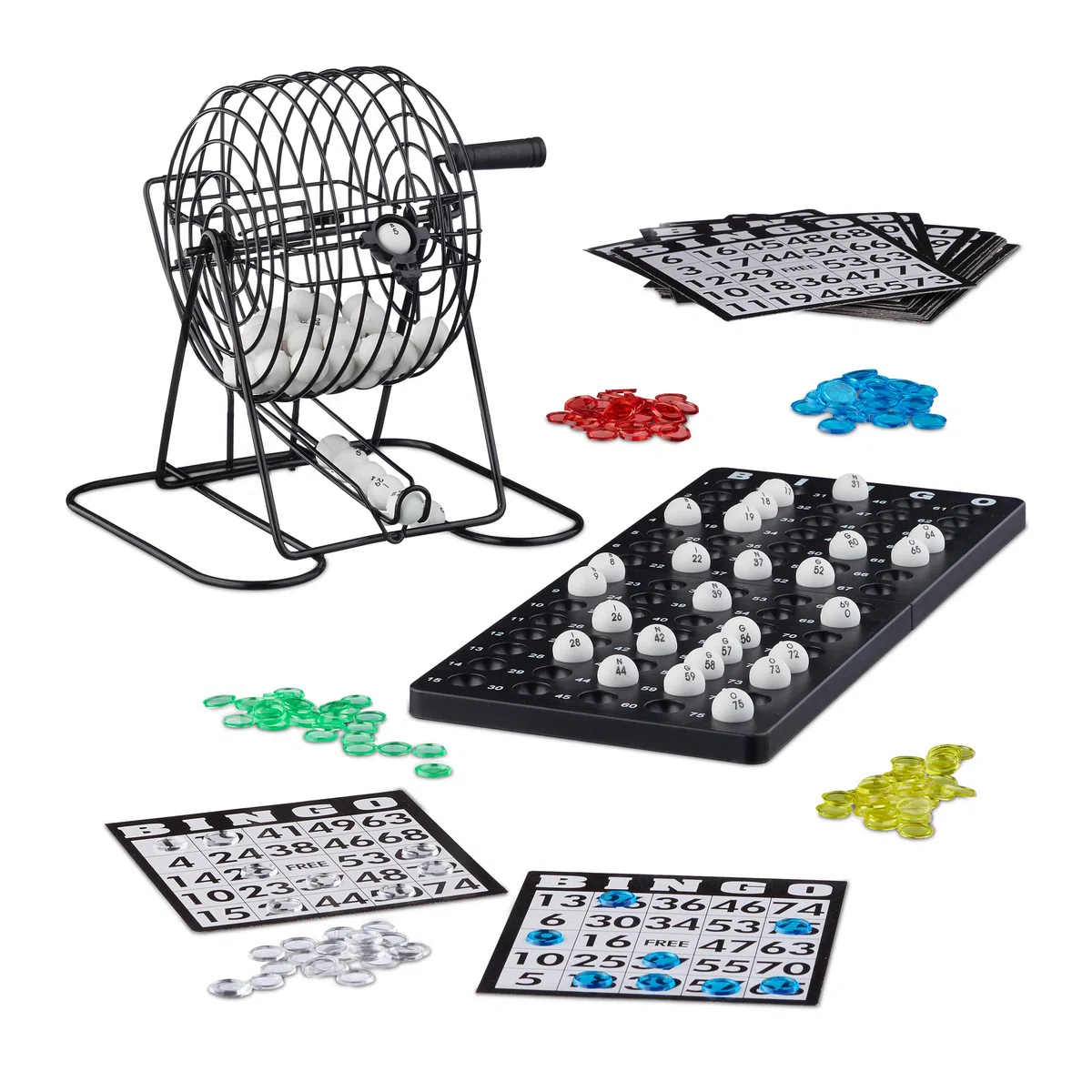 Relaxdays société Bingo boulier en métal Lotto tombola Jeux de Hasard Chance HxlxP- 20 x 17,5 x 21,5 cm, Noir, 10021014 - Version Anglaise