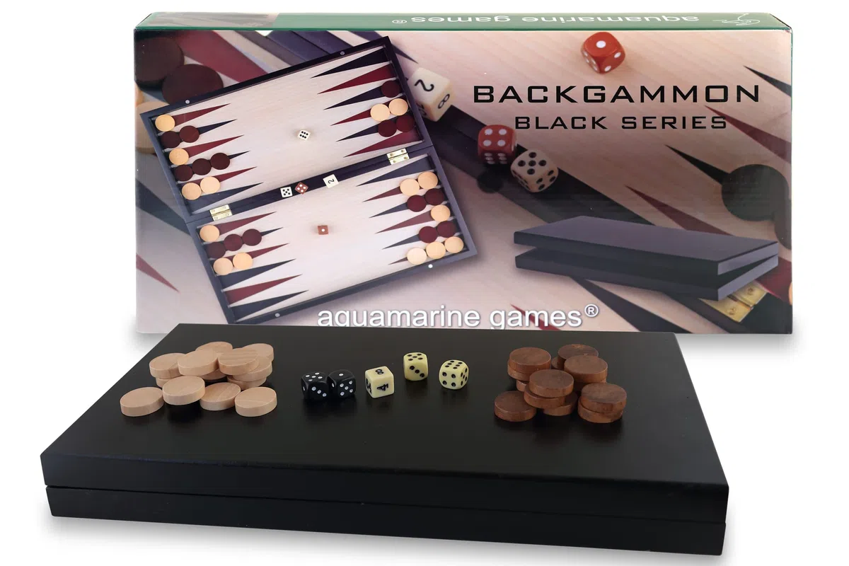 Aquamarine Games - Backgammon Black Series, Noir, NO-Value (Compudid CP033)