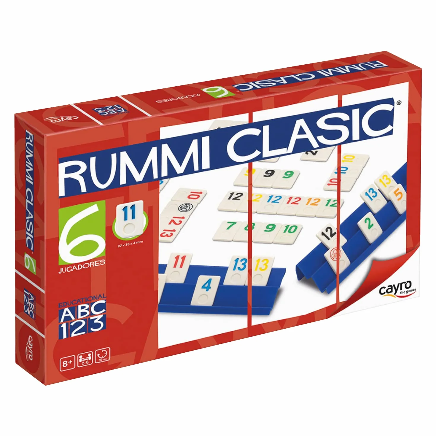 Cayro - Rummi - + 8 Ans - Modèle Classique - Jeux De Société Amusants pour Enfants Et Adultes - 159 Pièces, 1 Sac en Tissu Et 6 Supports - 2 À 6 Joueurs