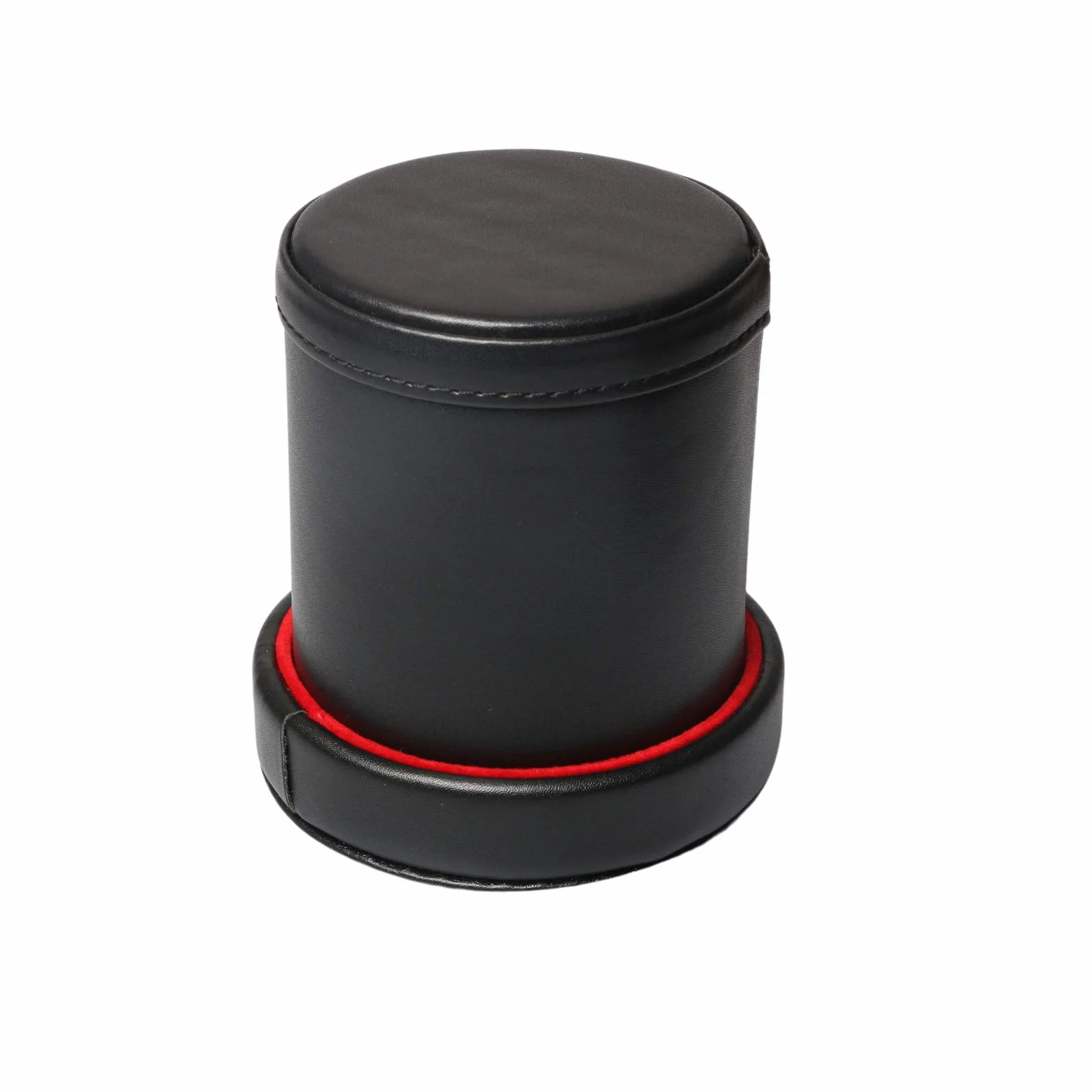 Liars Dice Farkle Yahtzee Tasse à dés en cuir synthétique avec couvercle et 6 dés silencieux avec doublure en feutre rouge