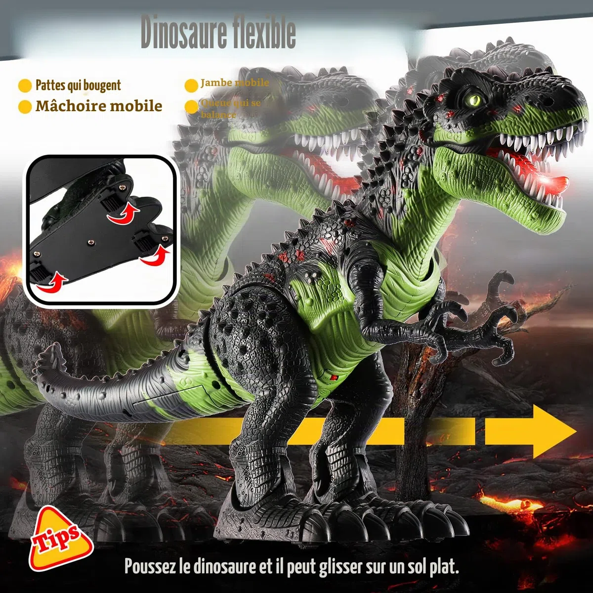 TOEY PLAY 47CM Dinosaure Jouet Enfants, Grande T-Rex Figurine Dinosaures, Marche, Rugissent, Jouet Dino Robot avec Lumières et Sons, Éducatif Cadeau pour Garçons Filles 3 4 5 6 Ans