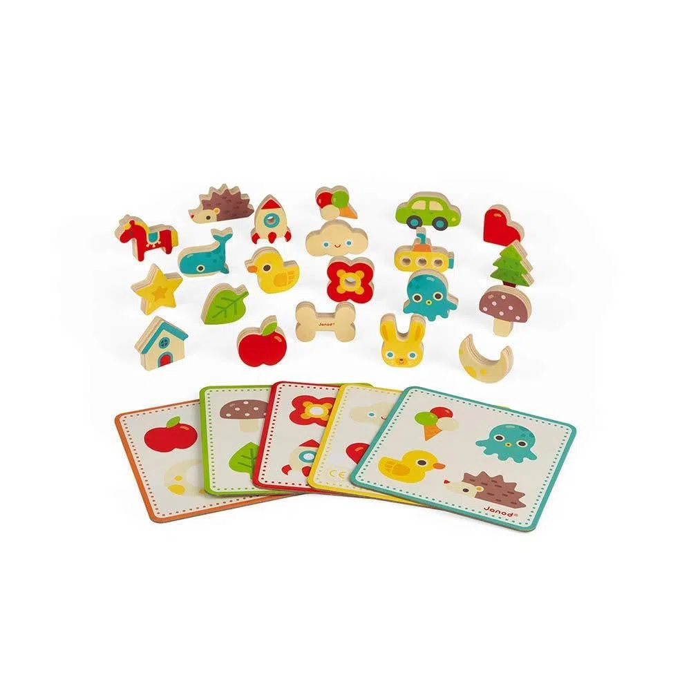 Janod - Jeu de Reconnaissance Tactile Mémo Touch - Jeu de Société Educatif - Dès 3 Ans, J05318