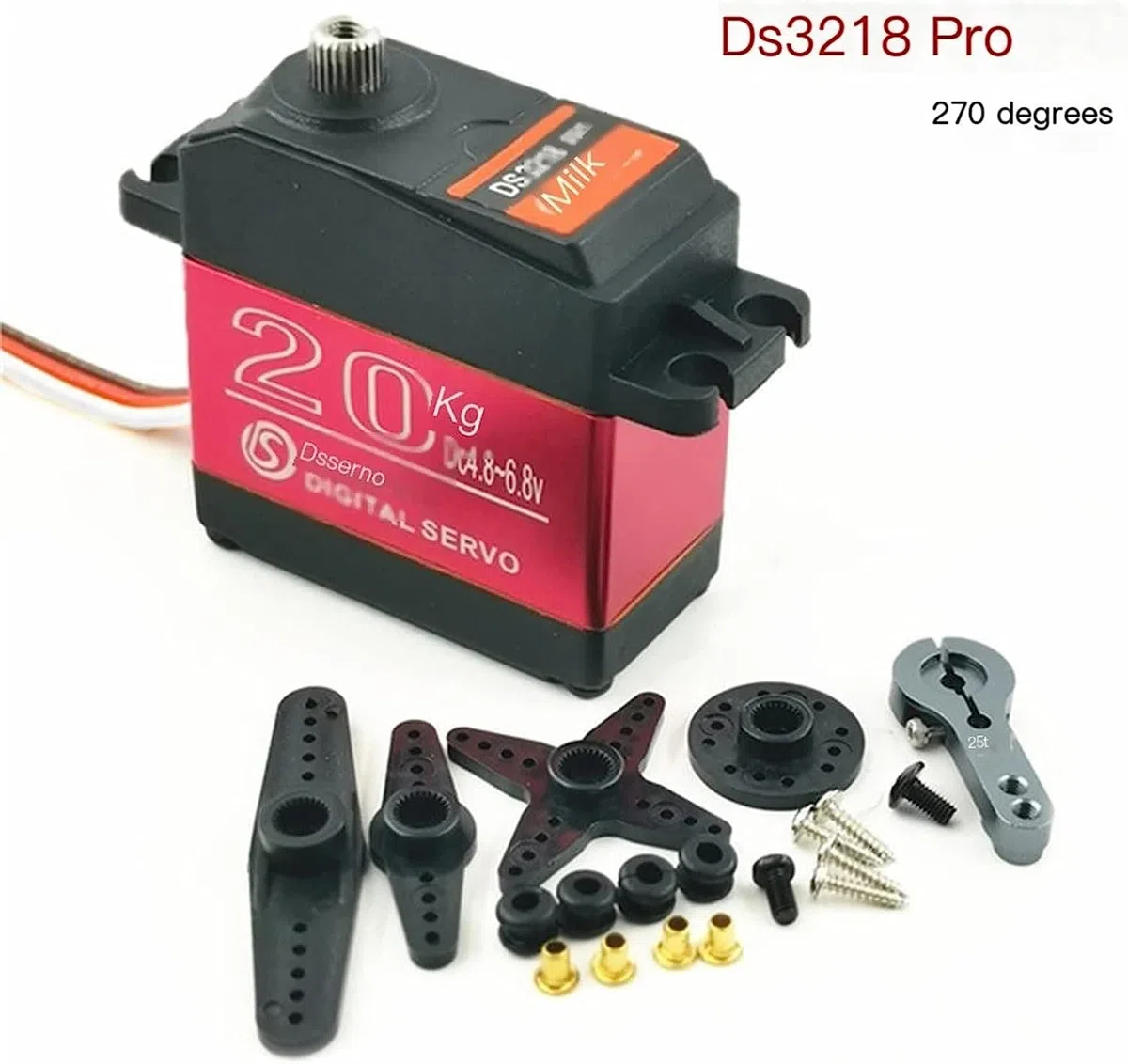 YUNIQUE GREEN-CLEAN-POWER - Servomoteur Numérique DS3218 PRO 6V 20KG | Contrôle Précis 180 Degrés | Étanche pour Robotique et Modélisme | Inclut Pignon 25T, Aluminium