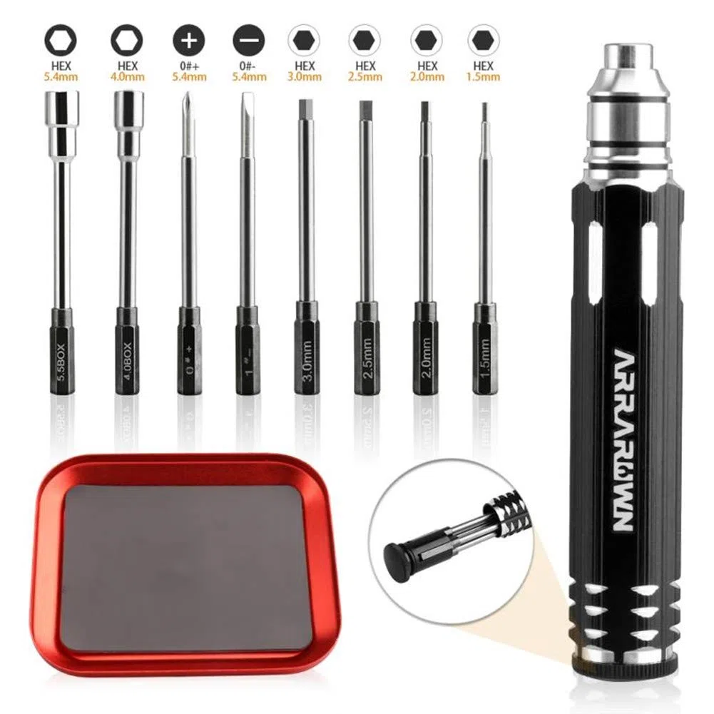Kit de tournevis RC 10 en 1 avec Hex 1,5/2,0/2,5/3,0/4,0/5,5 mm Fente/fente croisée RC-Werkzeugsatz für RC Auto Modèle Avion Helicopter Drone Boot Robot
