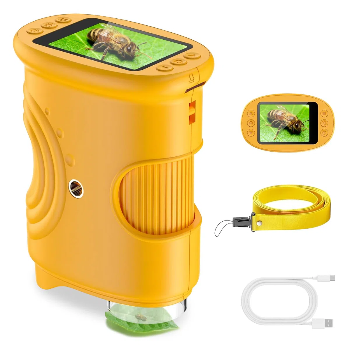 1000X Microscope Enfant, 4K Mini Microscope de Poche Portable, Temodu 2.0 Pouces Microscope Enfant, 8 Lumières LED, Sciences de 4 à 6 Ans et de 8 à 12 Ans