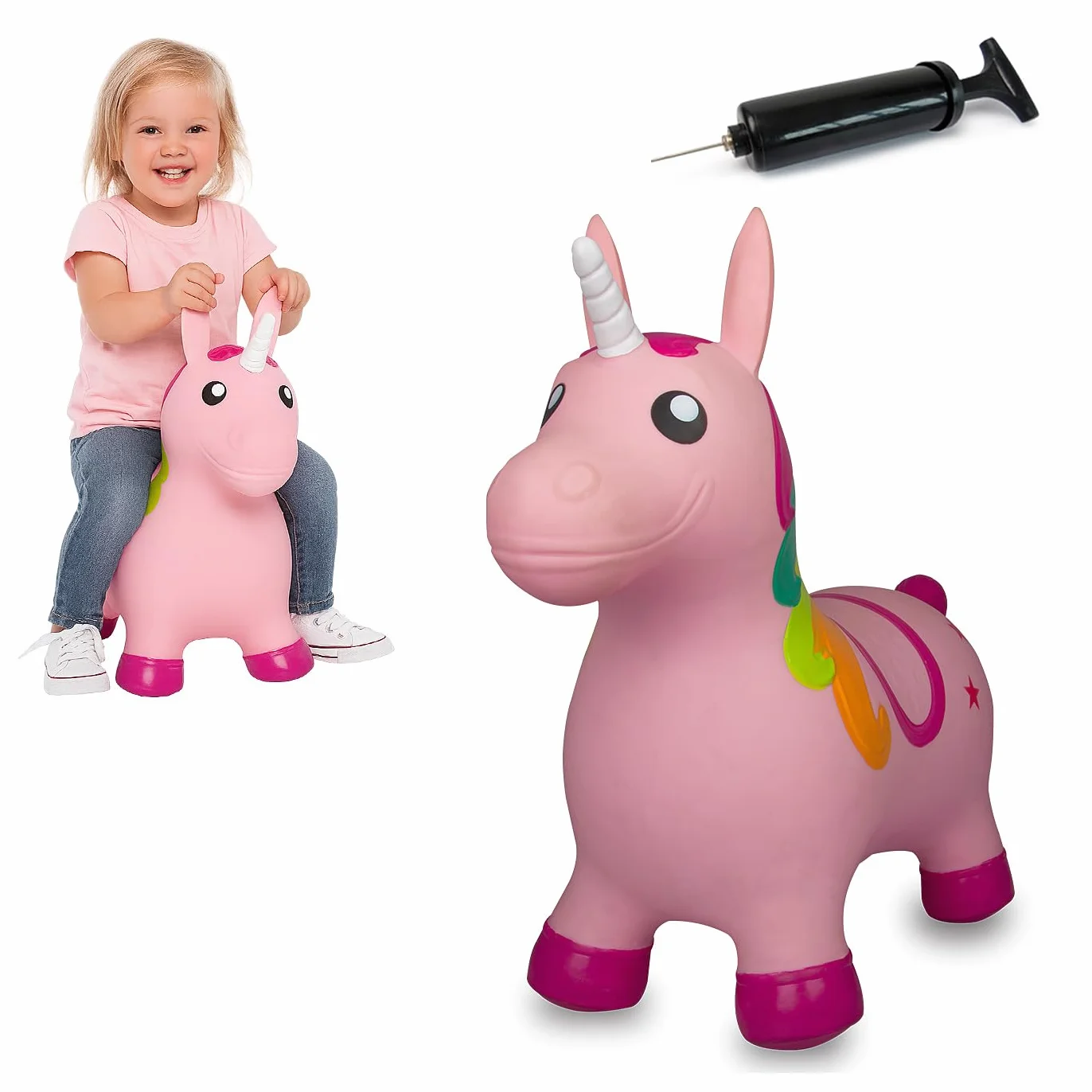 Jamara 460316 – Licorne Animaux à Sauter avec Pompe – Favorise Le Sens De L'équilibre, Oreilles d'animaux comme Support