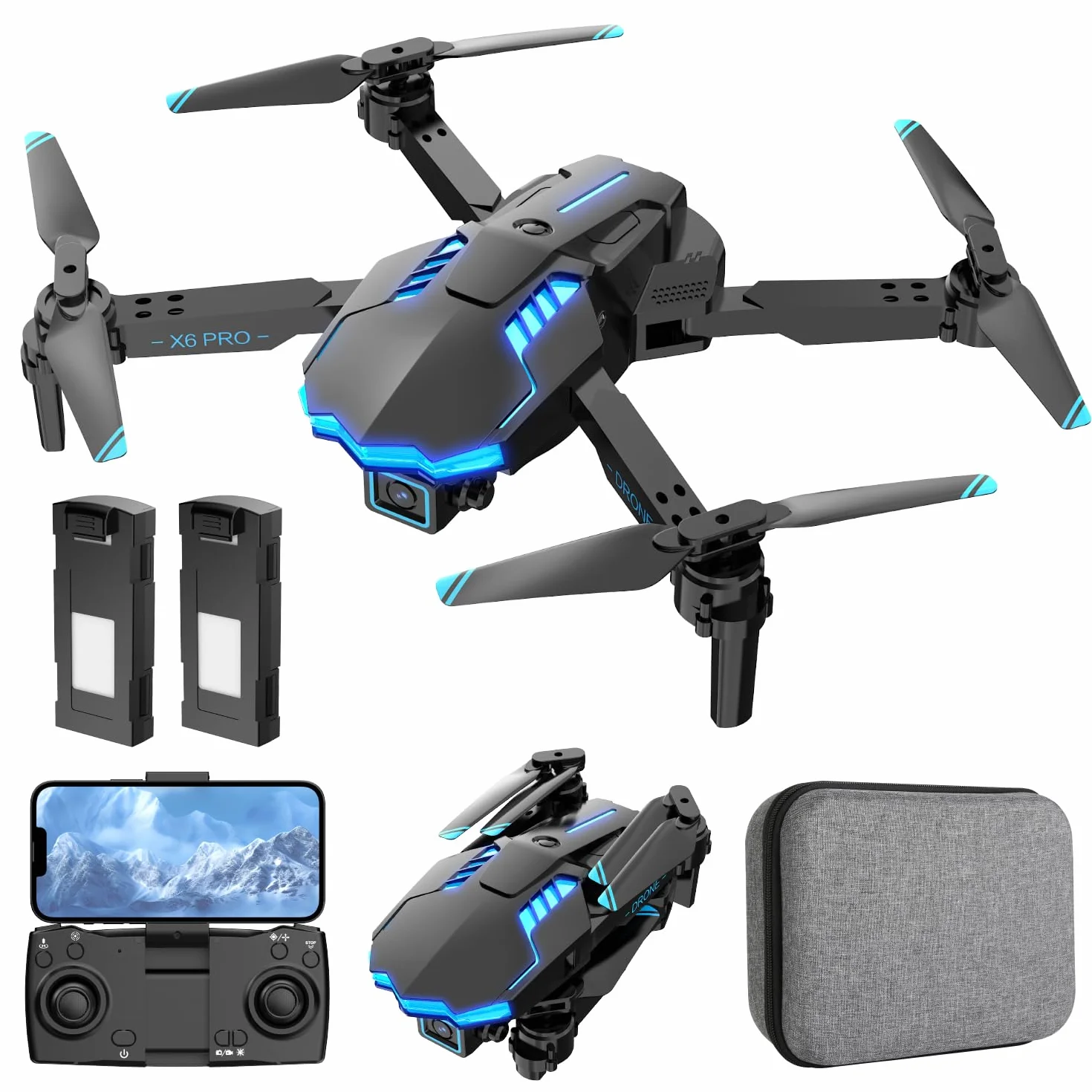 Drone avec Caméra 1080P pour Enfants et Adultes RC Quadricoptère avec Moteur Sans Balais 30mins Longue Durée Vol, Jouets Cadeaux pour Garçons Anniversaire (Grey)