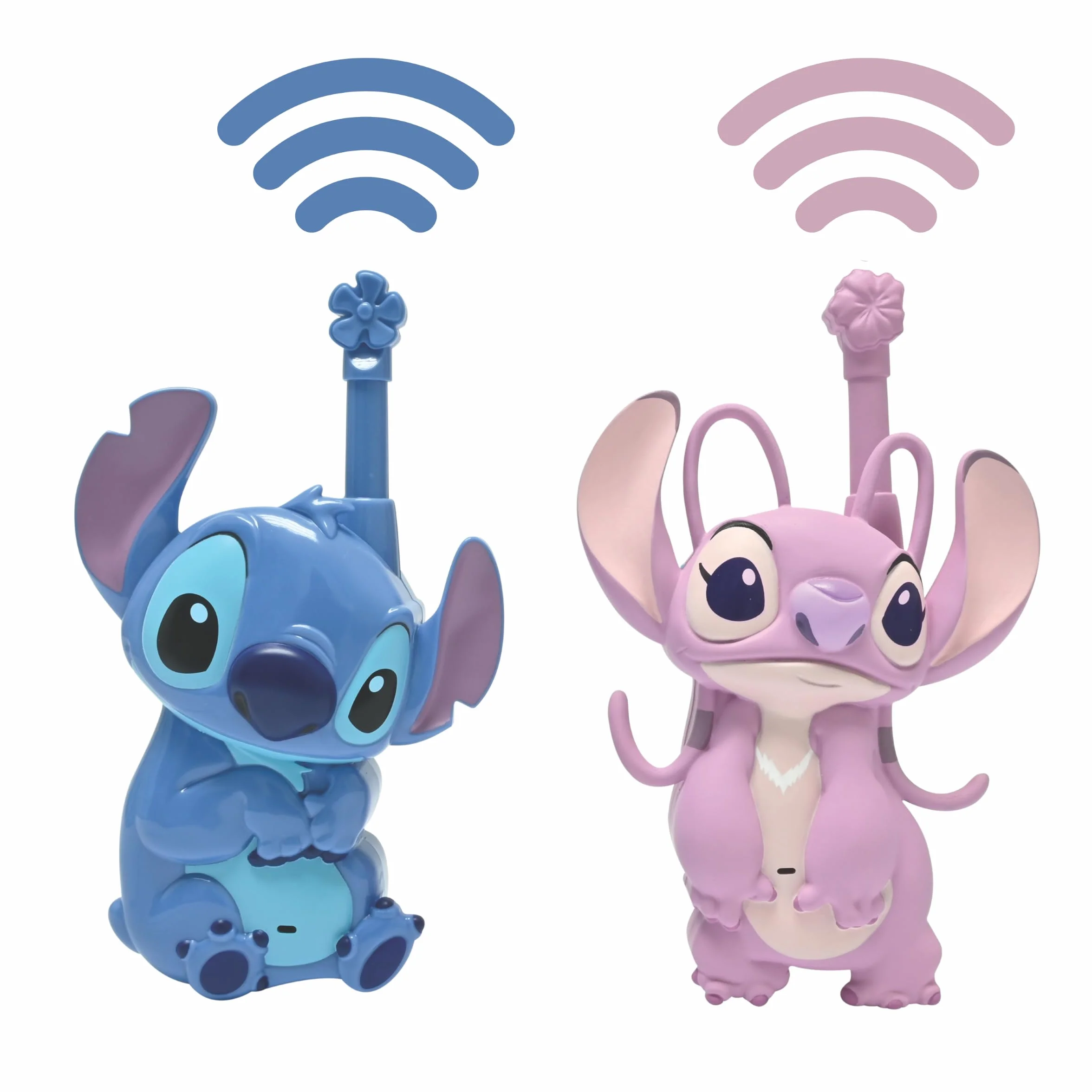 Lexibook, Disney Stitch, Talkies-Walkies 3D Stitch et Angel, Portée 500m, 2 canaux de Communication, Clip Ceinture, Bleu/Rose, TW18D1