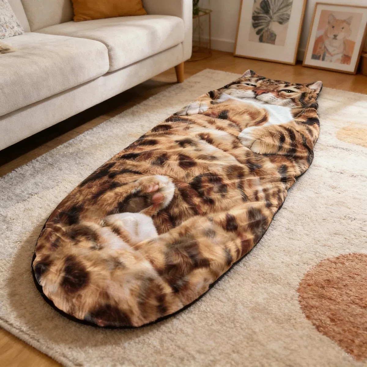 Sac de Couchage Doux pour Adulte, enveloppe de Chat en Peluche,Sac de Couchage pour,enveloppe Sac Couchage Adulte Hiver en Forme de Chat,Cat Shaped Plush Sleeping Bag for Adults
