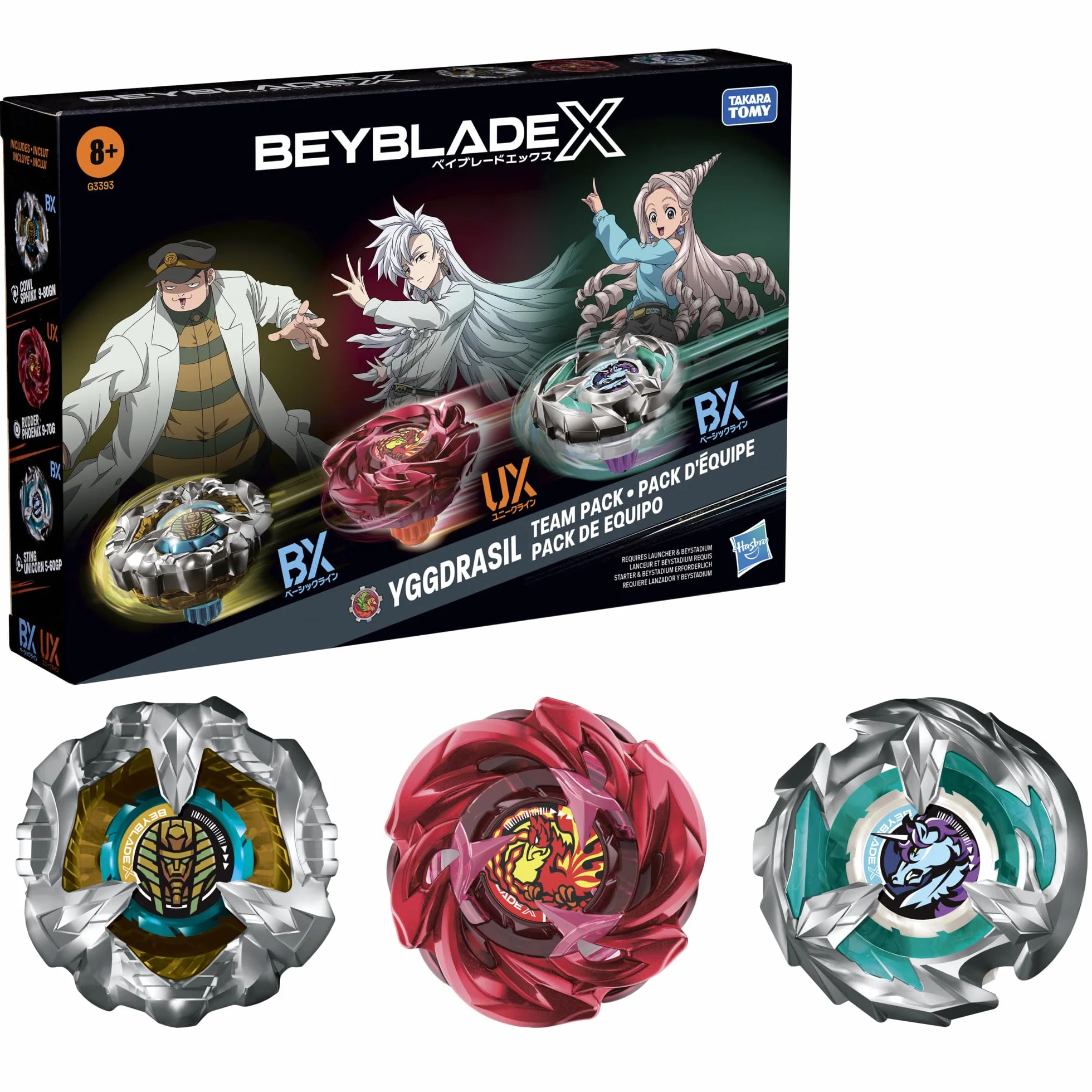 Beyblade X, Pack d'équipe Yggdrasil, inclut 3 toupies de compétition conçues par Takara Tomy, dès 8 Ans