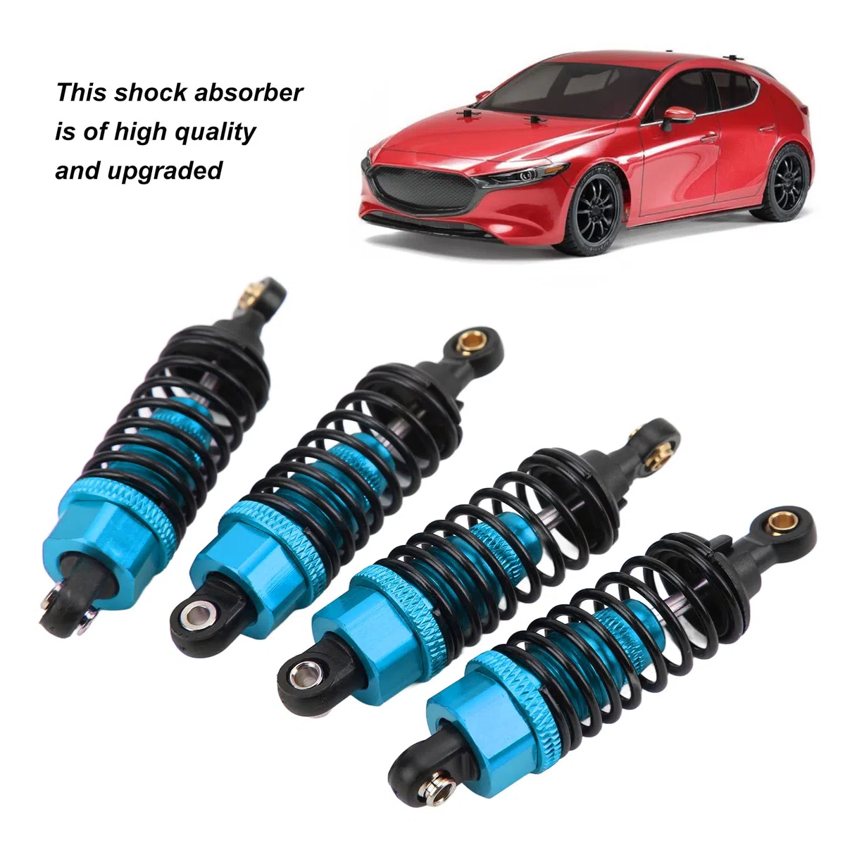Lot de 4 Amortisseurs RC, Ensemble D'amortisseurs à Huile RC Réglables en Alliage D'aluminium pour Tamiya TT-01 TT-02 TA05 TL-01 TA03 MF-01X (Bleu)