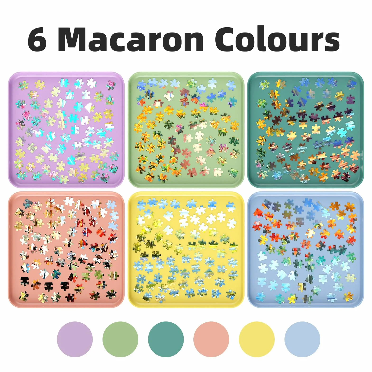 MOZOOSON Plateaux de Tri Puzzles, 6 Pack Accessoires pour Puzzles 500/1000/ 2000 Pièces, Plateaux Cadeaux pour Les Amateurs Puzzles pour Organiser Puzzle