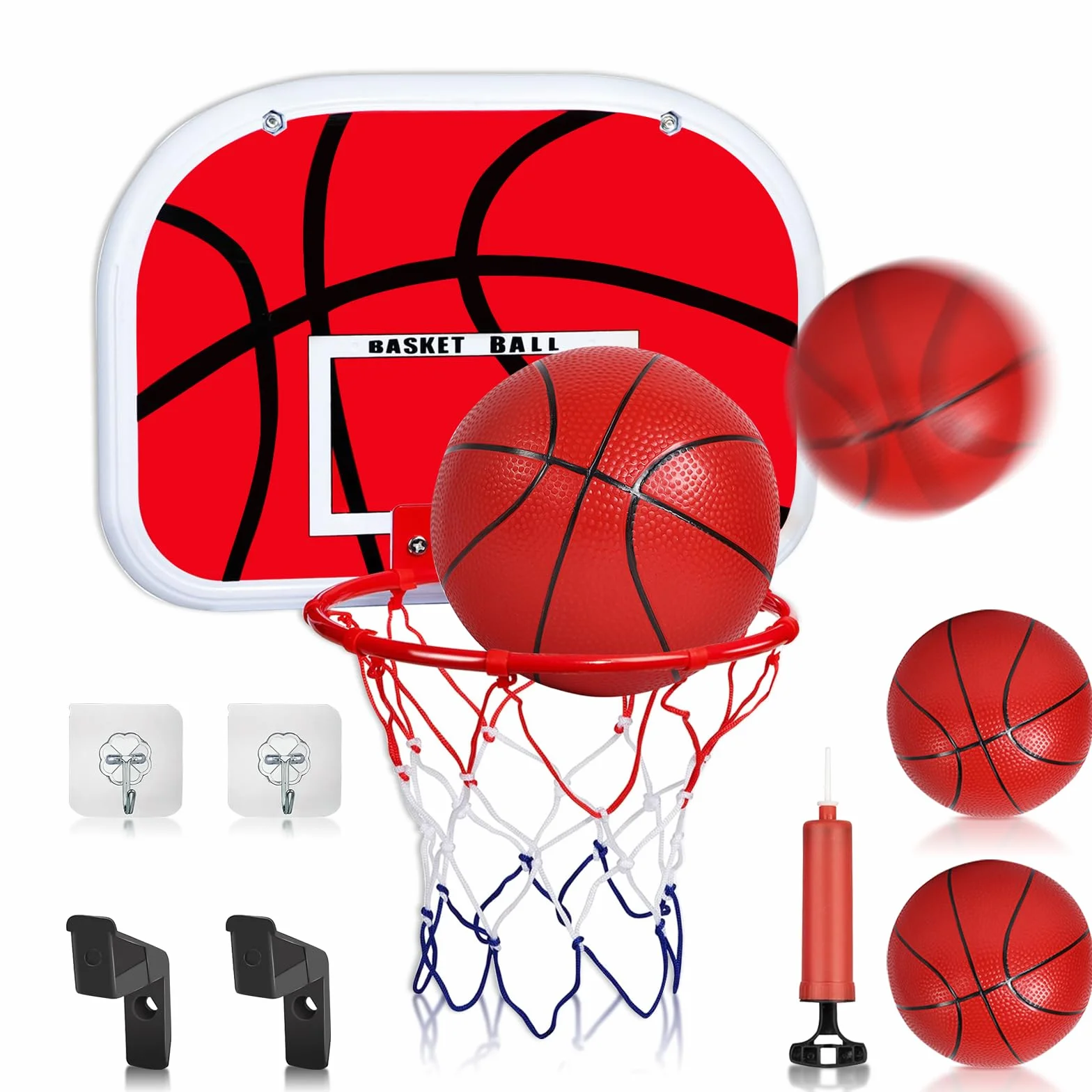 Mini Panier de Basket Enfant Interieur, Panier Basket Mural Set ExtéRieur, avec 2 Ballons de Basket et pompepanier, Jeux de Basketball, Facile à Assembler pour I'extérieur Bureau à la Maison Chambre