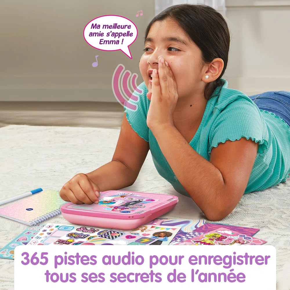 VTech - KidiSecrets 365 Mon Journal Intime Vocal Rose, Journal Intime Électronique avec Code, Micro Enregistreur, Carnet Secret, Feutre et Jeux, Cadeau Enfant de 5 Ans à 12 Ans - Contenu en Français