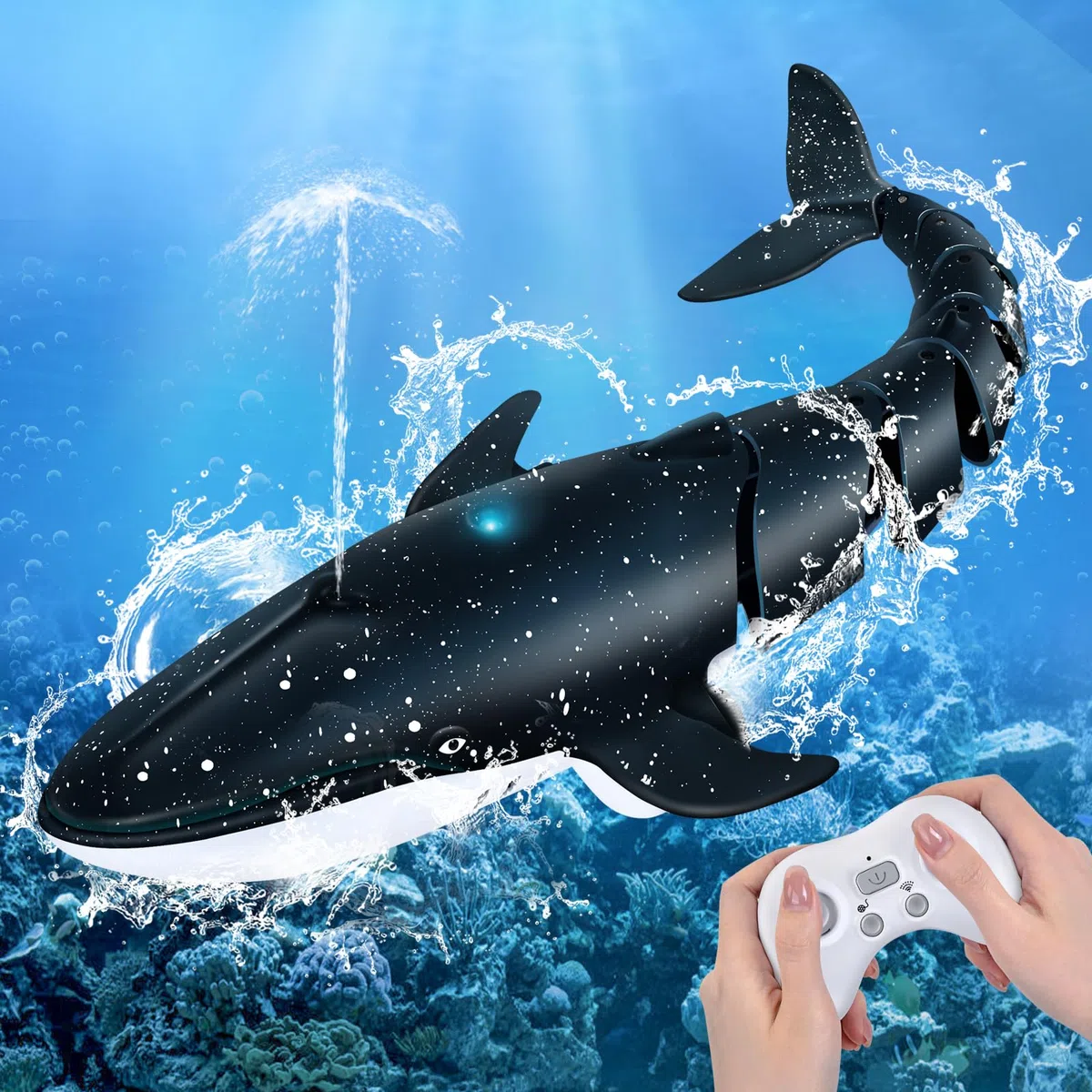 IEEILULU Baleine Télécommandée 2.4 GHz USB, Jouet RC Piscine Lac - Cadeau Garçons Filles 6+