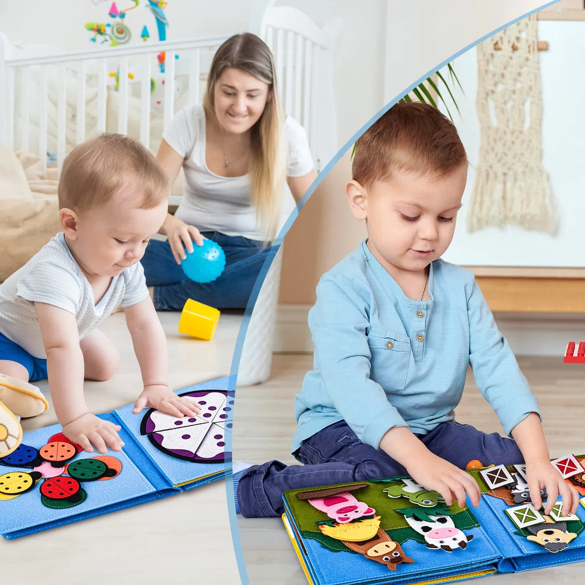 Quiet Book® | Livre d'emploi en feutre 3D Jouet éducatif sensoriel | Jouet éducatif pour enfants d'âge préscolaire Busy Book | Tableau d'activités pour enfants de 1 à 6 ans
