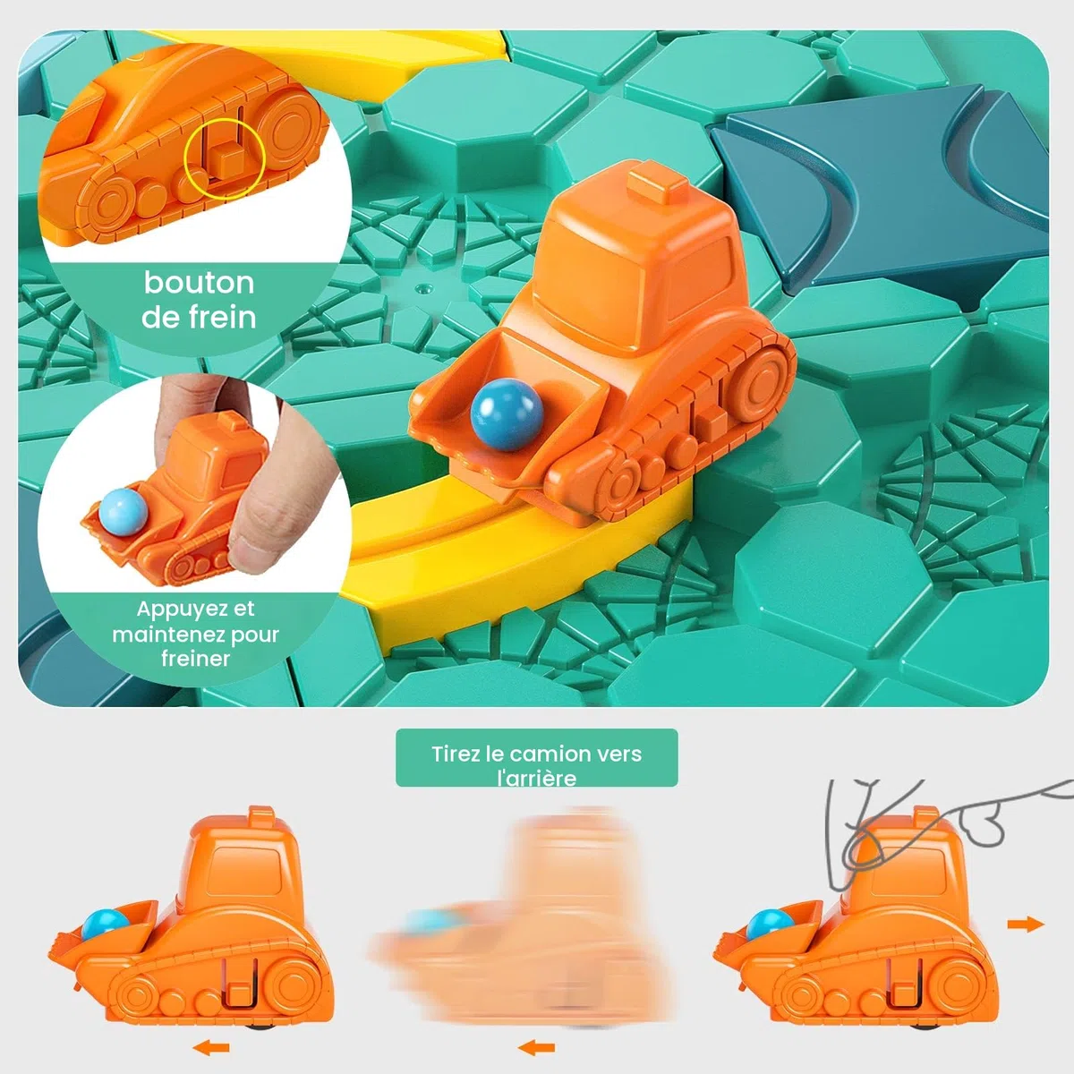 burgkidz Jeu de Construction de Route Logique pour Enfants, Jeux de Société de Piste Voiture de Puzzle avec Boule de Labyrinthe en Marbre, Jouets Cérébraux pour Garçons Filles 4 à 8 Ans