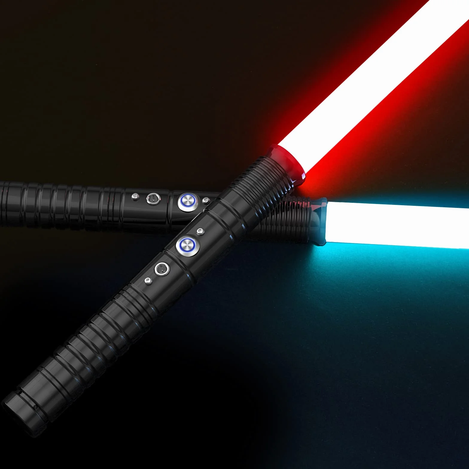 Sabre laser avec effet sonore RVB 7 couleurs changeantes - Sabre laser - Long sabre laser portable rechargeable avec poignée en métal pour enfants, adultes, fête costumée (noir, 77 cm)