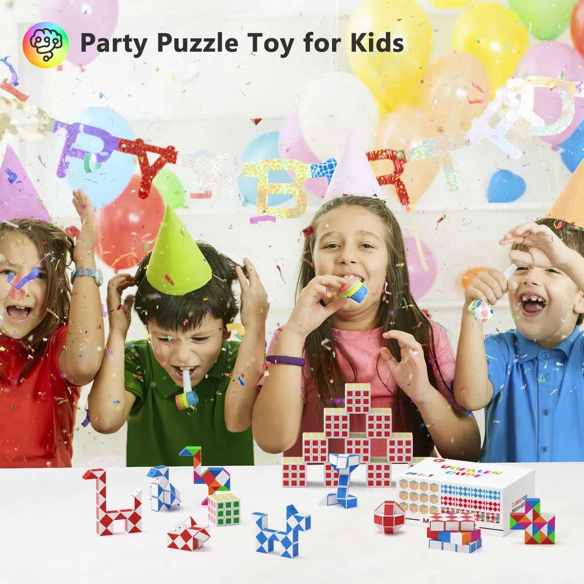 Vdealen Lot de 24 Mini Cubes de Puzzle pour Enfants, Jouets en Forme de Serpent pour Récompenses Scolaires et Prix de Salle de Classe pour étudiants, Décoration de Fête d'anniversaire, Cadeau de Noël