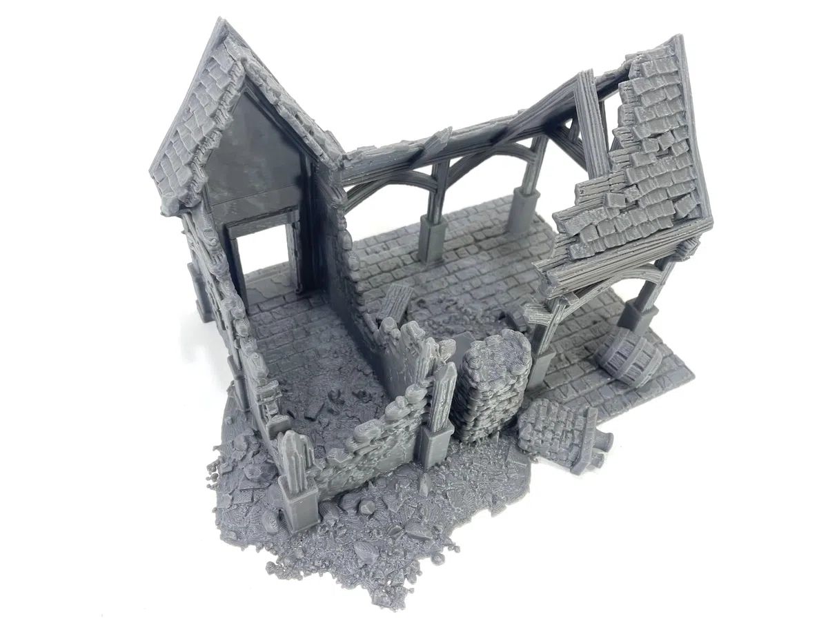 Forge médiévale en ruines - Scénographie pour Wargames et Miniatures Fantasy 28 mm/32 mm - Impression 3D