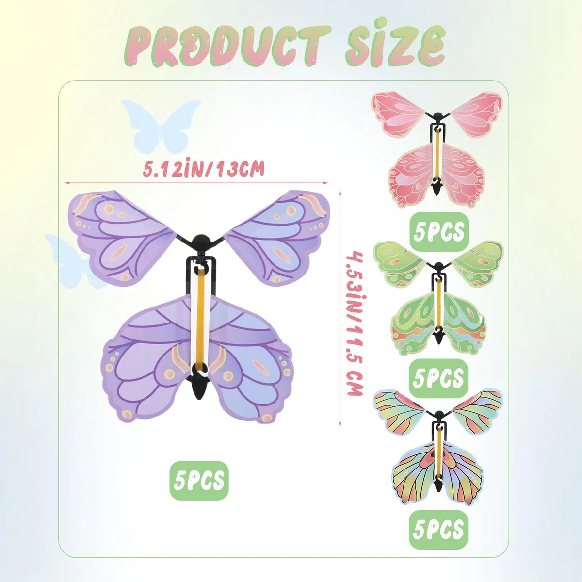 COMNICO Lot de 20 cartes en forme de papillon volant avec bande en caoutchouc - Papillons surprises dans le livre - Créez votre propre papillon magique - Cadeau surprise d'Halloween et de Noël (coloré