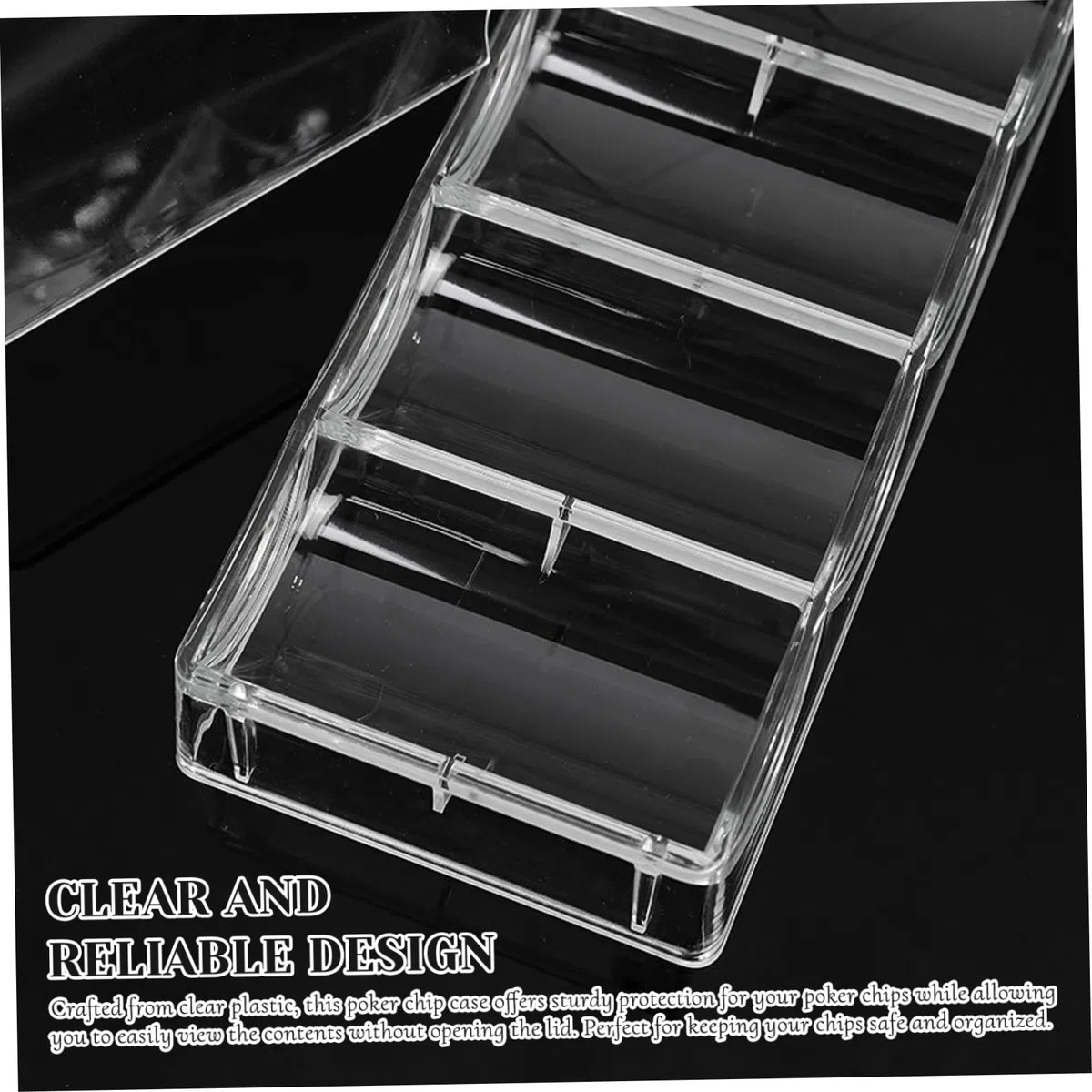 Jorzer Coffret à jetons de Poker, Plateau en Plastique Transparent avec Couvercle, 5 pièces, présentoir de Rangement Multi-usages pour Jeux Hasard, fêtes ou Maison