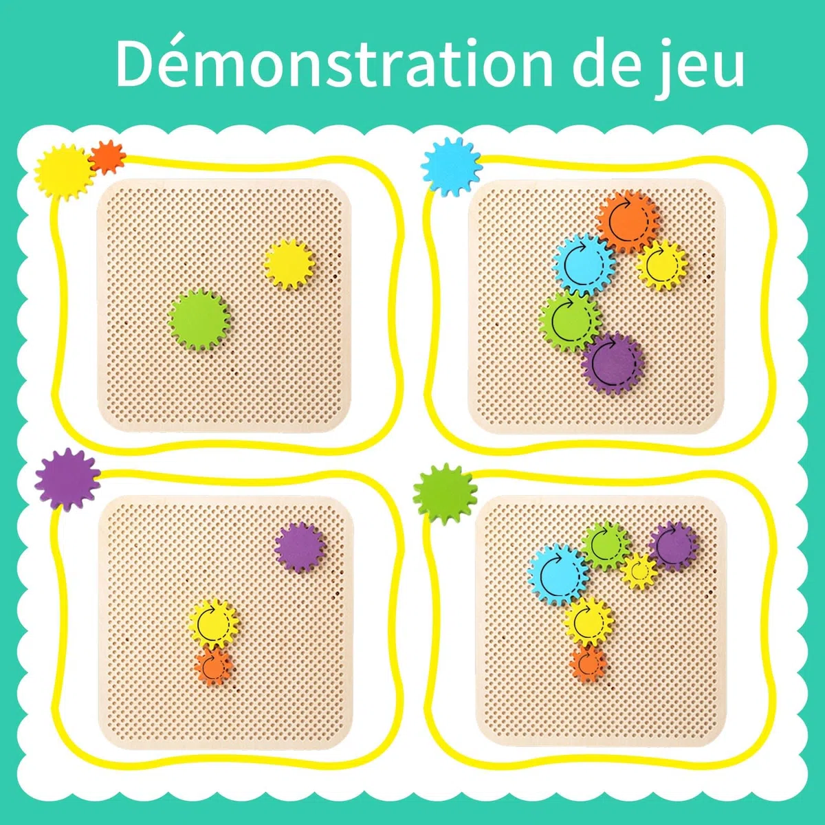Jouet Montessori 2 3 4 5, Jouets Gear Board, Jeux Enfants 2 Ans, Engrenage, Motricité Fine, Busy Board, Jouets en Bois, Cadeau 2-5 Fille Garçon