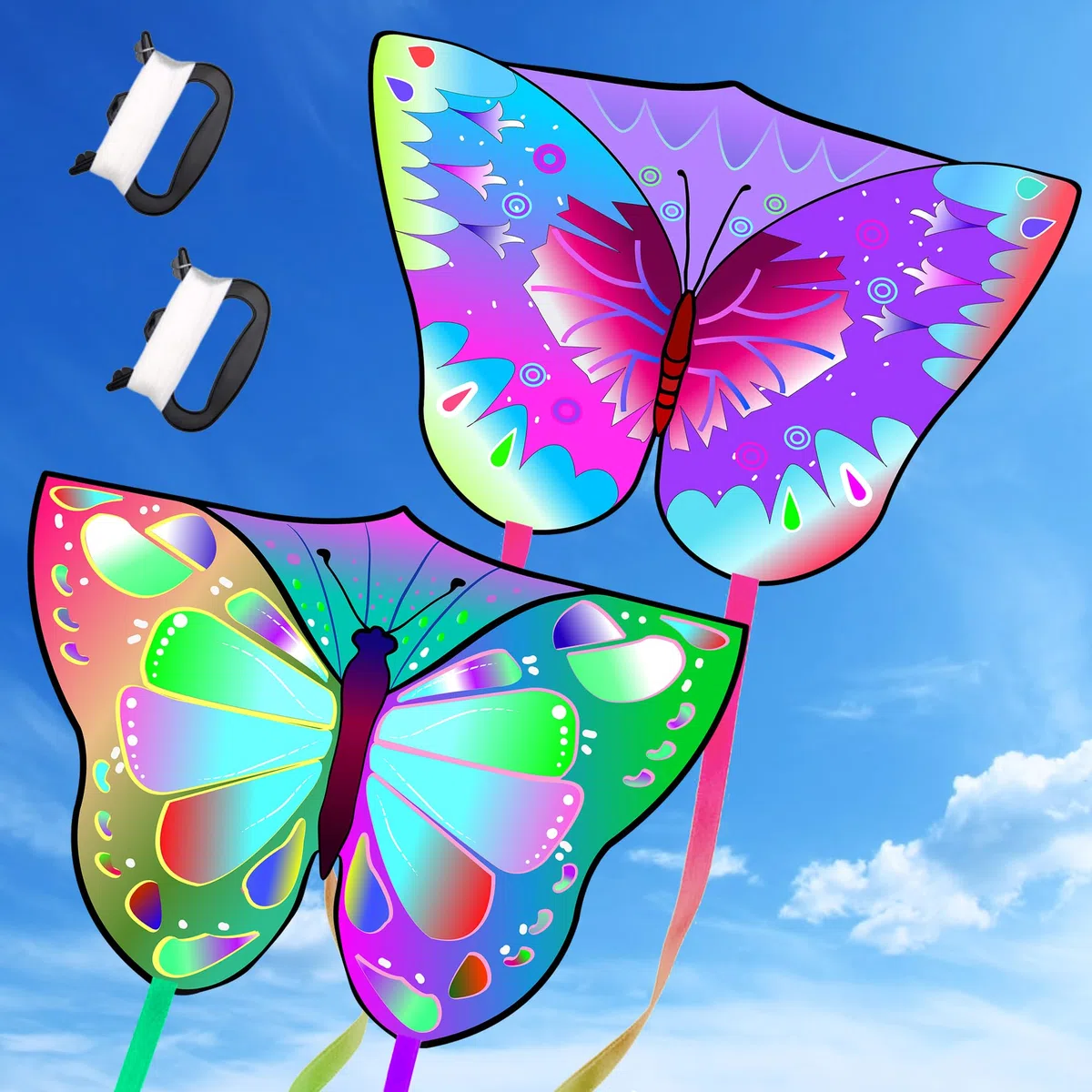 Lubibi Lot de 2 cerfs-volants papillon pour filles, 3 à 6 ans, plastique, multicolore, facile à voler, excellent cadeau