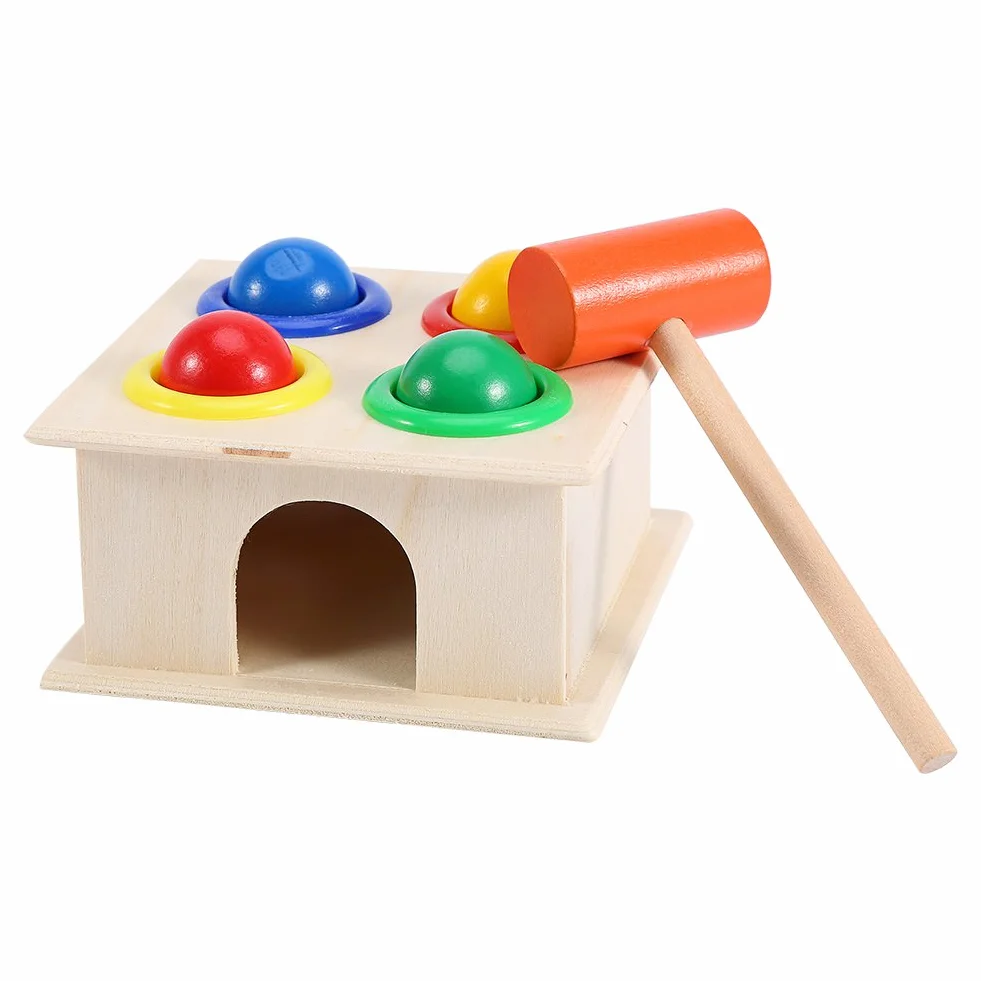 Zerodis Banc À Marteler Jouet en Bois Banc À Marteler avec Mini Maillet Jouet Éducatif Jeu de Bureau Anniversaire Cadeau Noël pour Filles Garçons 3-6 Ans