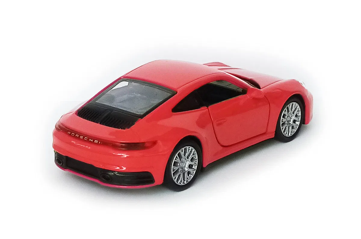 Porsche 911 Carrera 4S Voiture de sport en métal modèle miniature modèle de voiture 4-couleurs cadeau pour enfants 85 (Rouge)