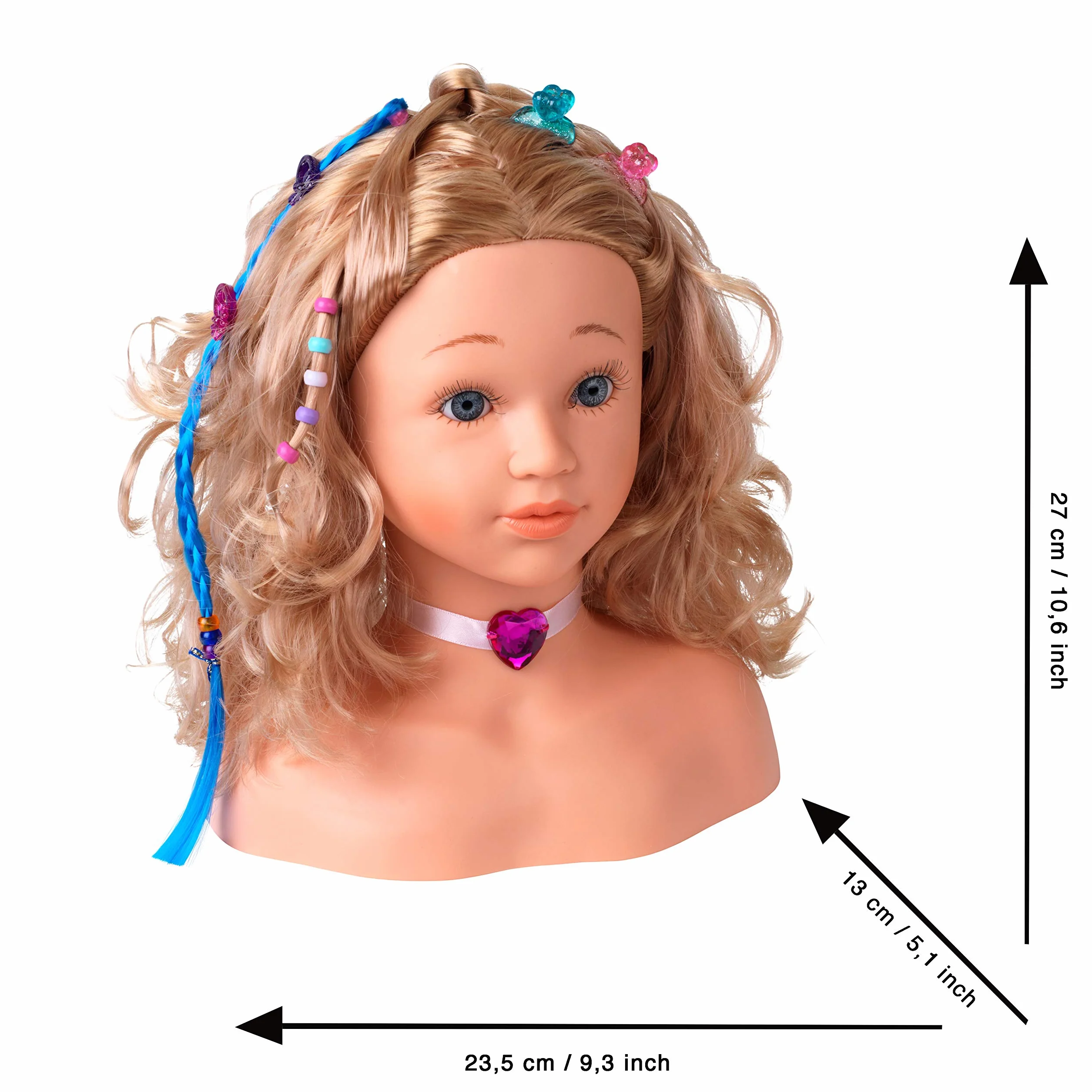 Klein 5240 Tête à coiffer et à maquiller Princess Coralie | Avec barrettes, maquillage testé dermatologiquement, et de nombreux autres accessoires | Dimensions : 23,5 cm x 13 cm x 27 cm | Dès 3 ans