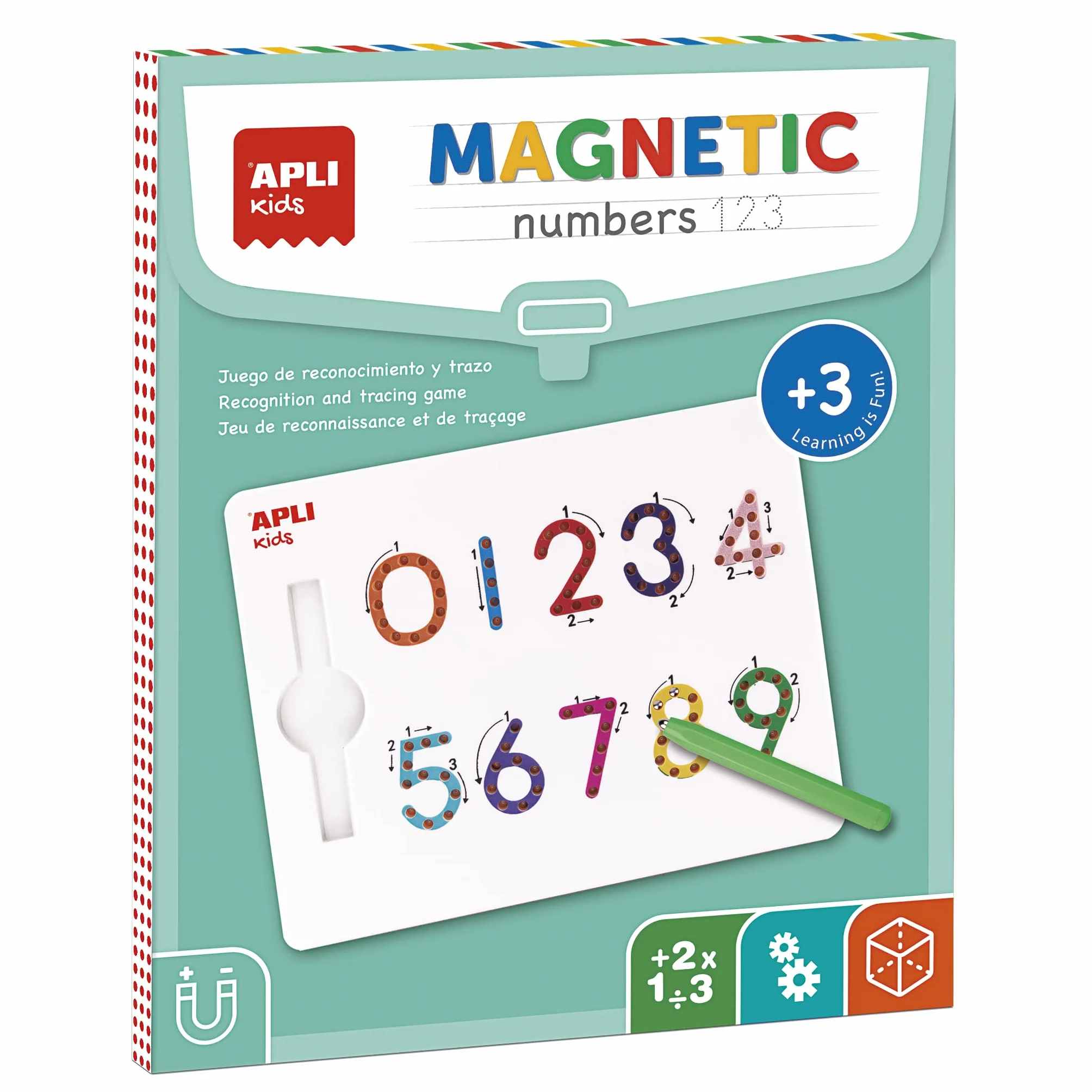 APLI Kids 19264 - Tableau éducatif magnétique 123 - Apprenez à écrire Les numéros de 0 à 9 avec Un Crayon aimanté. Jeu éducatif pour Apprendre à Compter.