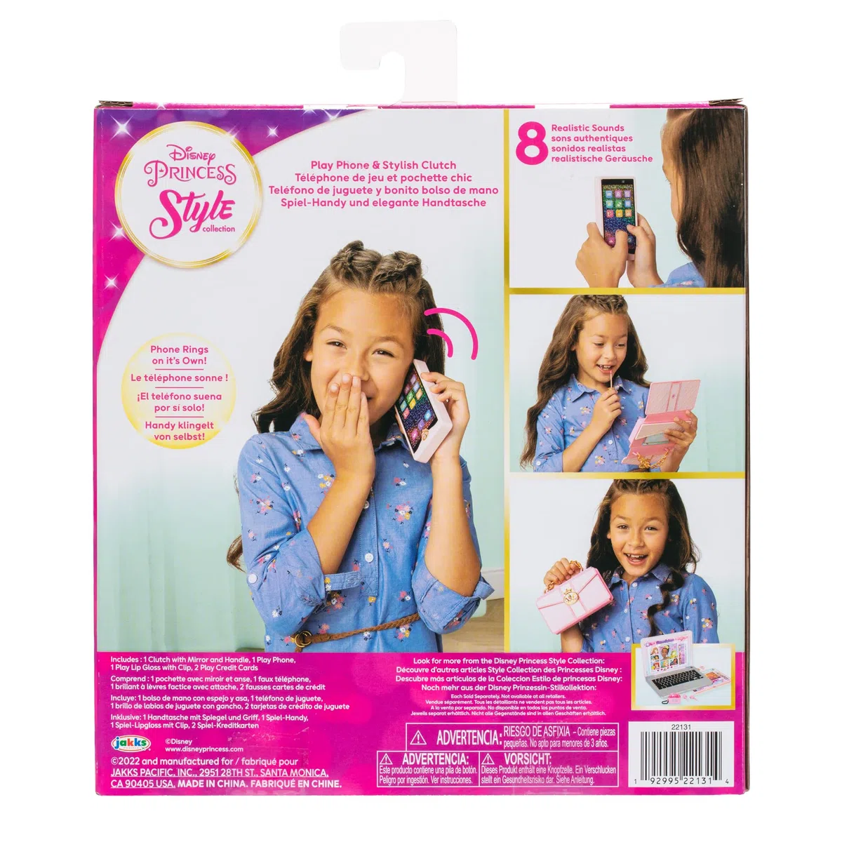 Collection Disney Princesses : Téléphone factice. Comprend Un téléphone factice, Un Gloss factice, des Cartes de crédit factices et Un Sac pour Les Petites Filles à la Mode dès 3 Ans.