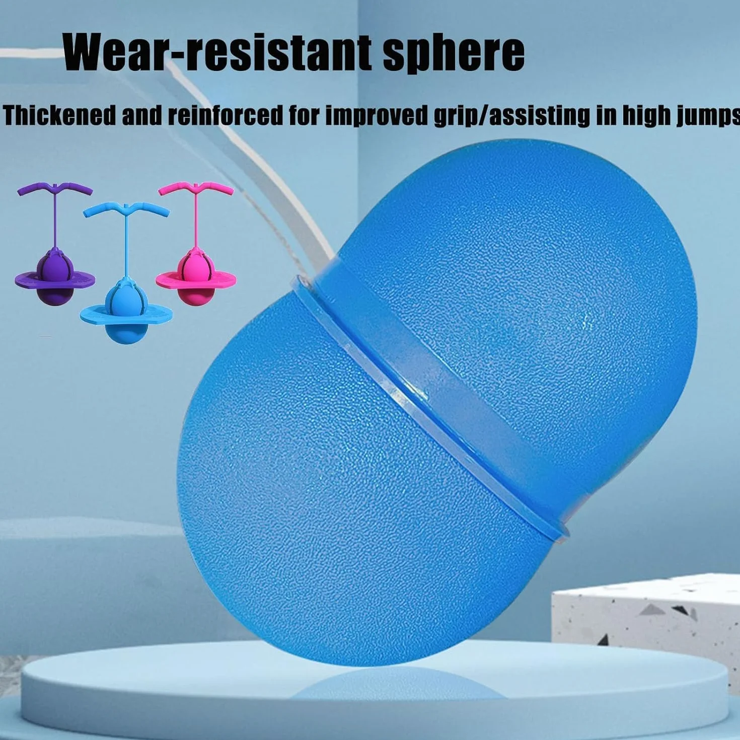 Ballon Sautillant avec Poignée & Pompe, Ballon d’Équilibre Antidérapant pour Enfants et Adultes, Sport Fitness Intérieur Extérieur, Charge 300kg (Blue)