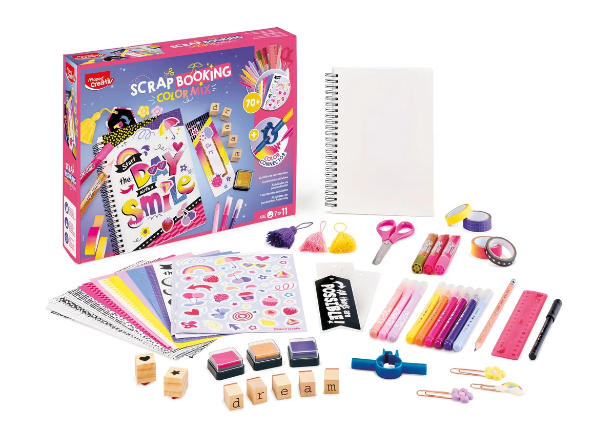 Maped Creativ - Scrapbooking - Kit Complet d'Activités, avec + de 70 Accessoires et Matériel Maped, dont 1 Carnet et 3 marque pages - A Partir de 7 Ans