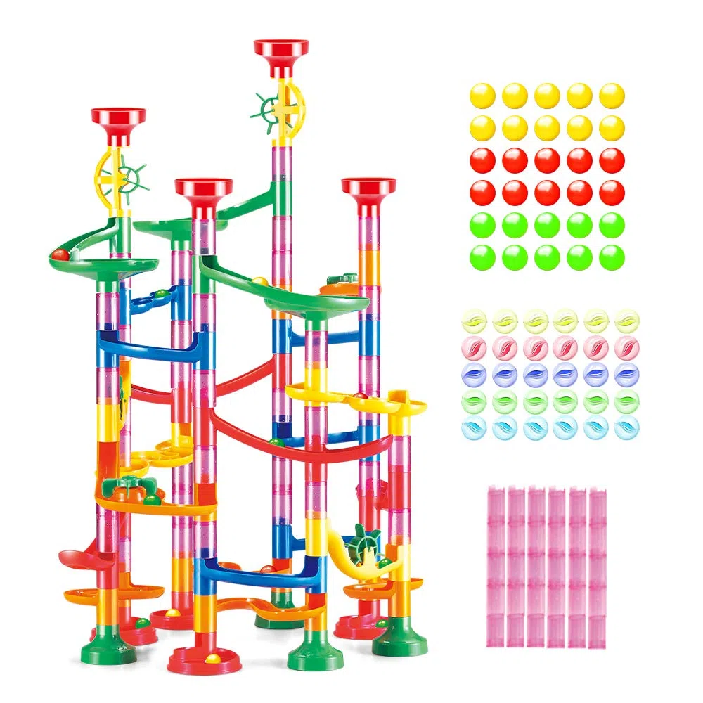 WEofferwhatYOUwant Circuit à Billes 169 Pièces – STEM Créatif pour Enfants 3+ | Construction DIY Ludique | Cadeau Éducatif | Apprentissage Moteur | Parcours Modulable avec Billes Colorées