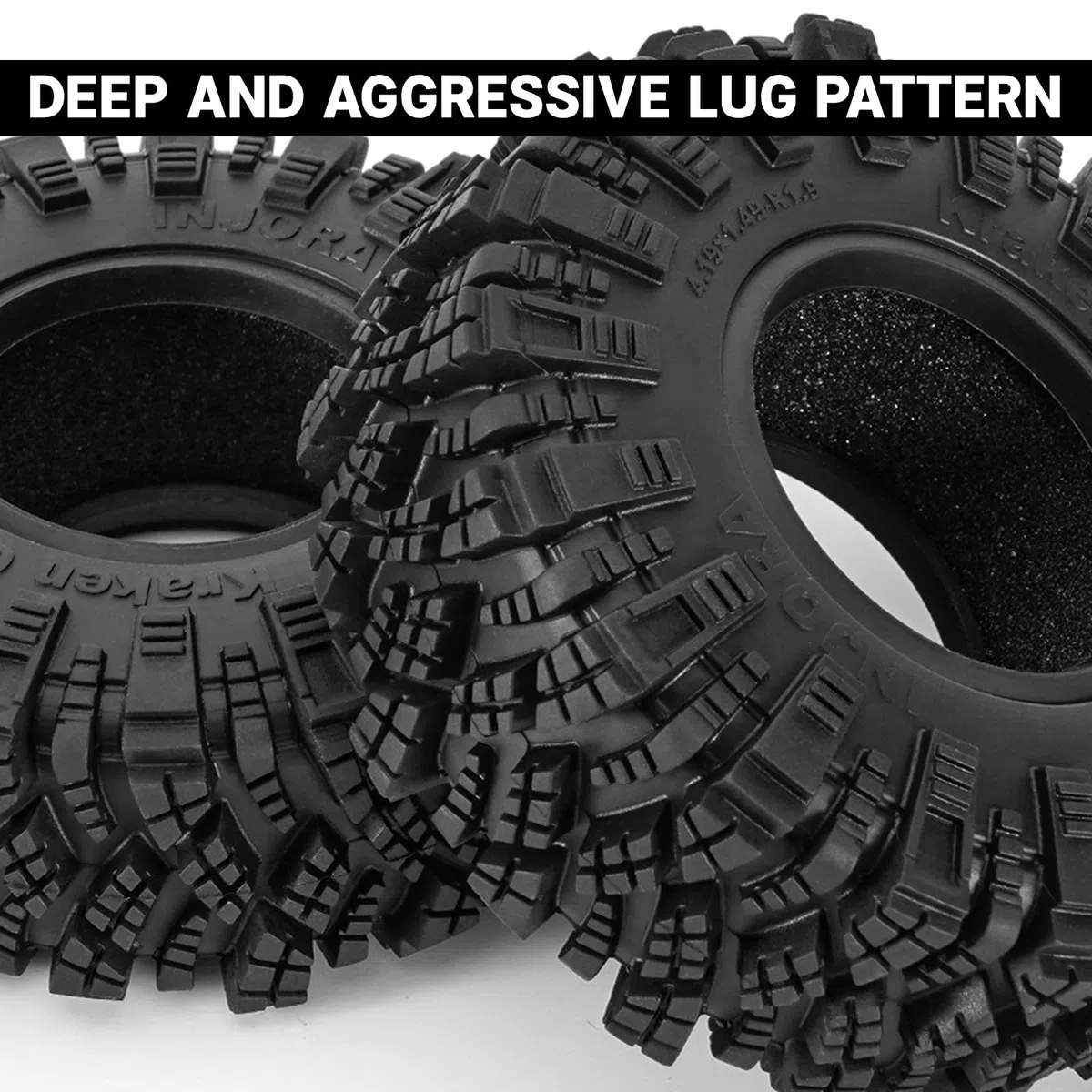INJORA Pneus Mud Terrain 1.9" Kraken Claw - 106 * 38 mm pour SCX10 Pro TRX4 FCX10 1/10 RC Crawler Upgrade